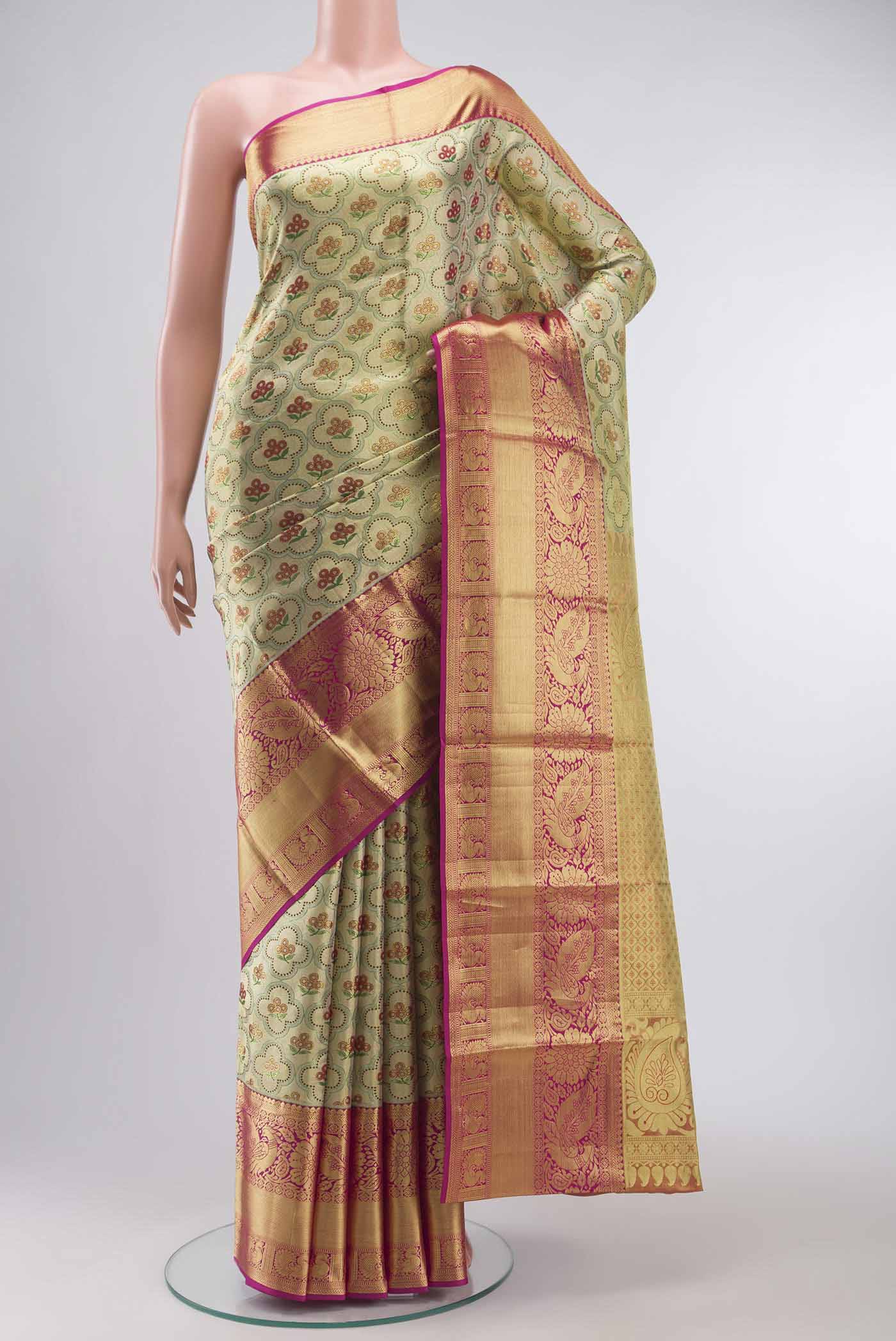 Gold with Green Color Kanchipuram Tissue Silk Saree