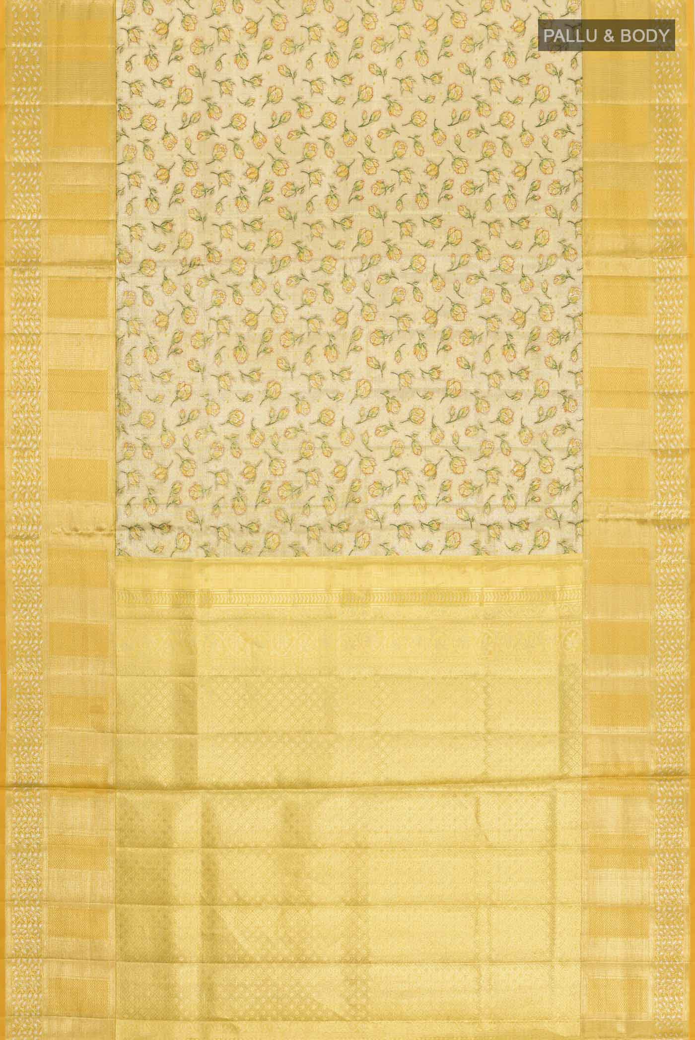 Gold with Green Color Kanjivaram Tissue Silk Saree - Image 6