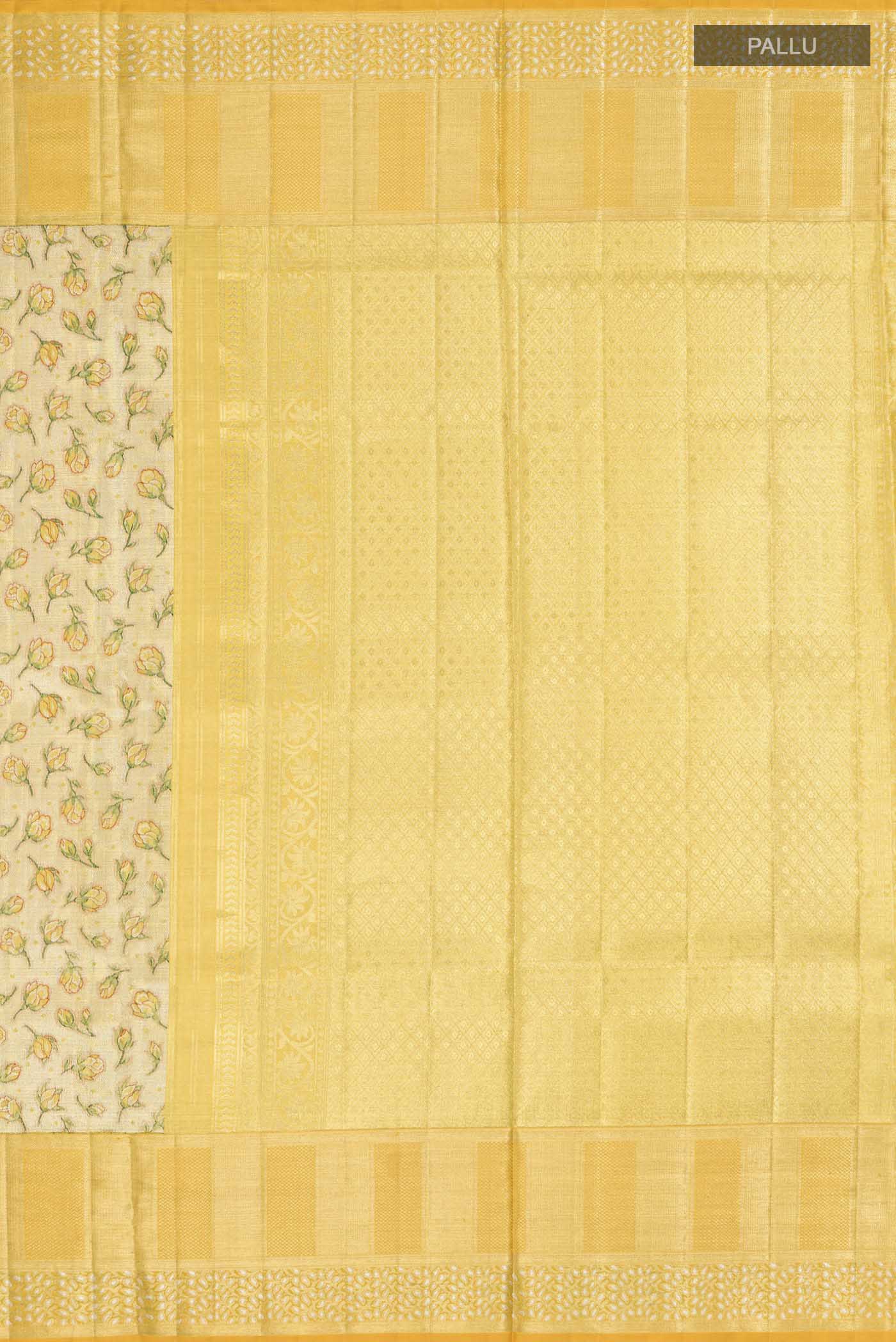 Gold with Green Color Kanjivaram Tissue Silk Saree - Image 7