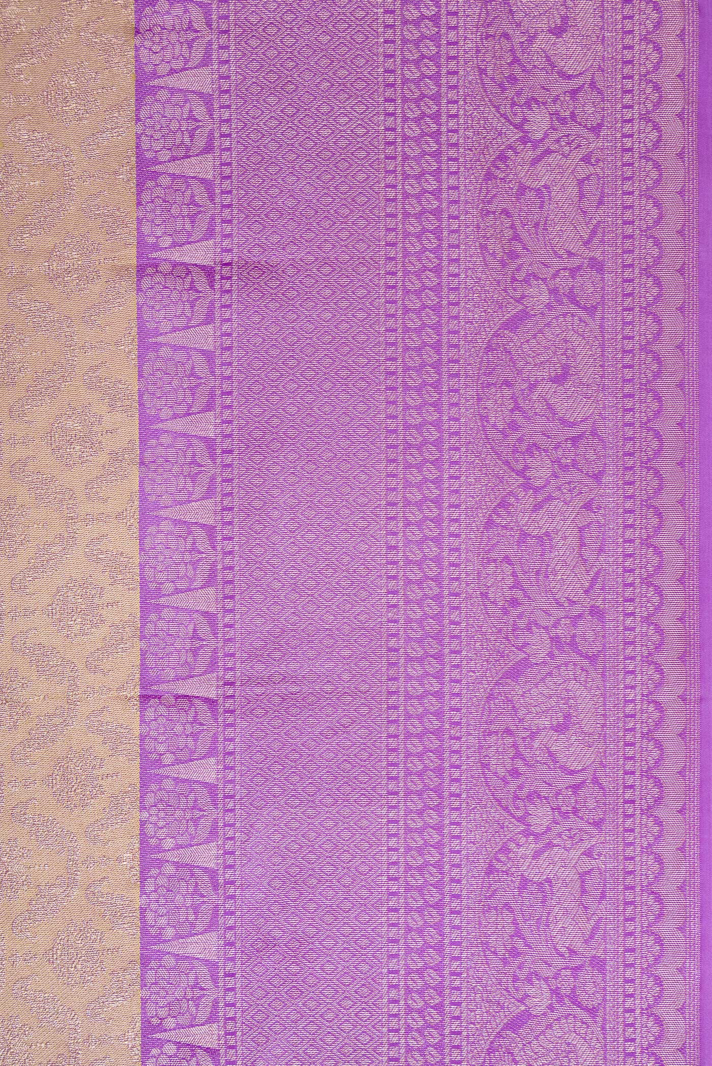 Gold with Lavender Color Kanjivaram Tissue Silk Saree - Image 3