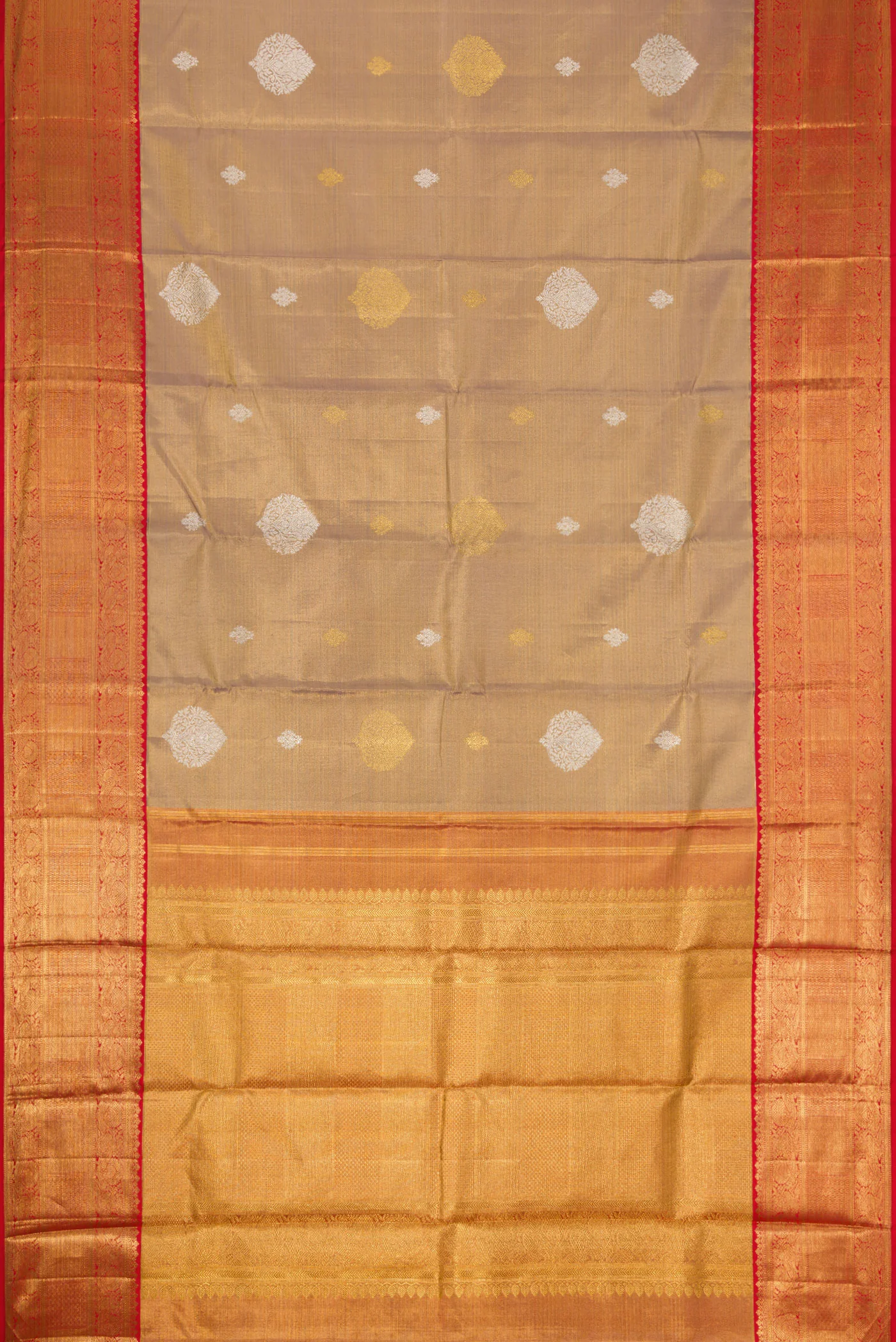 Gold with Mauve Color Kanjivaram Tissue Silk Saree - Image 6