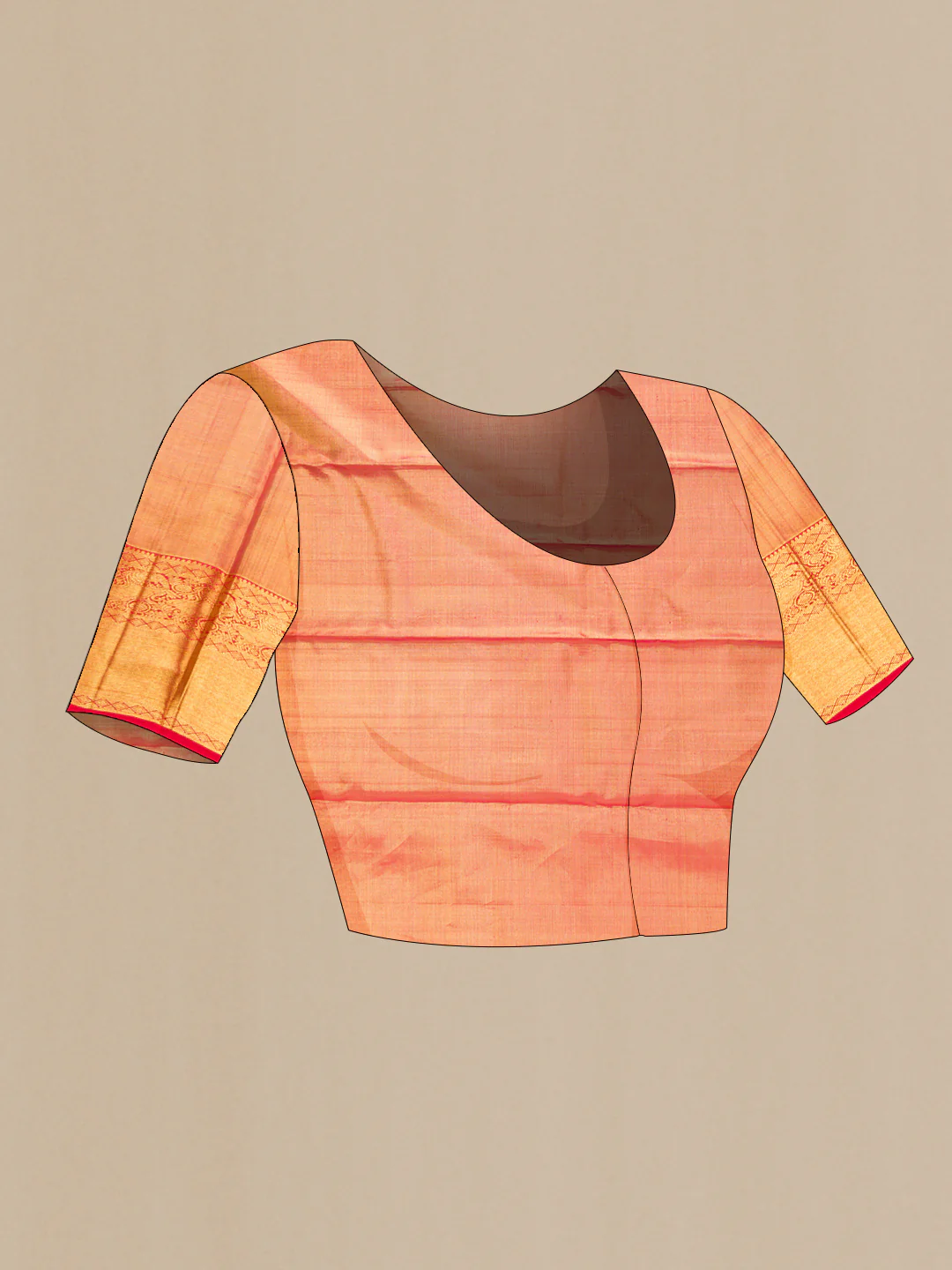 Gold with Pink Color Kanchipuram Tissue Silk Saree - Image 5