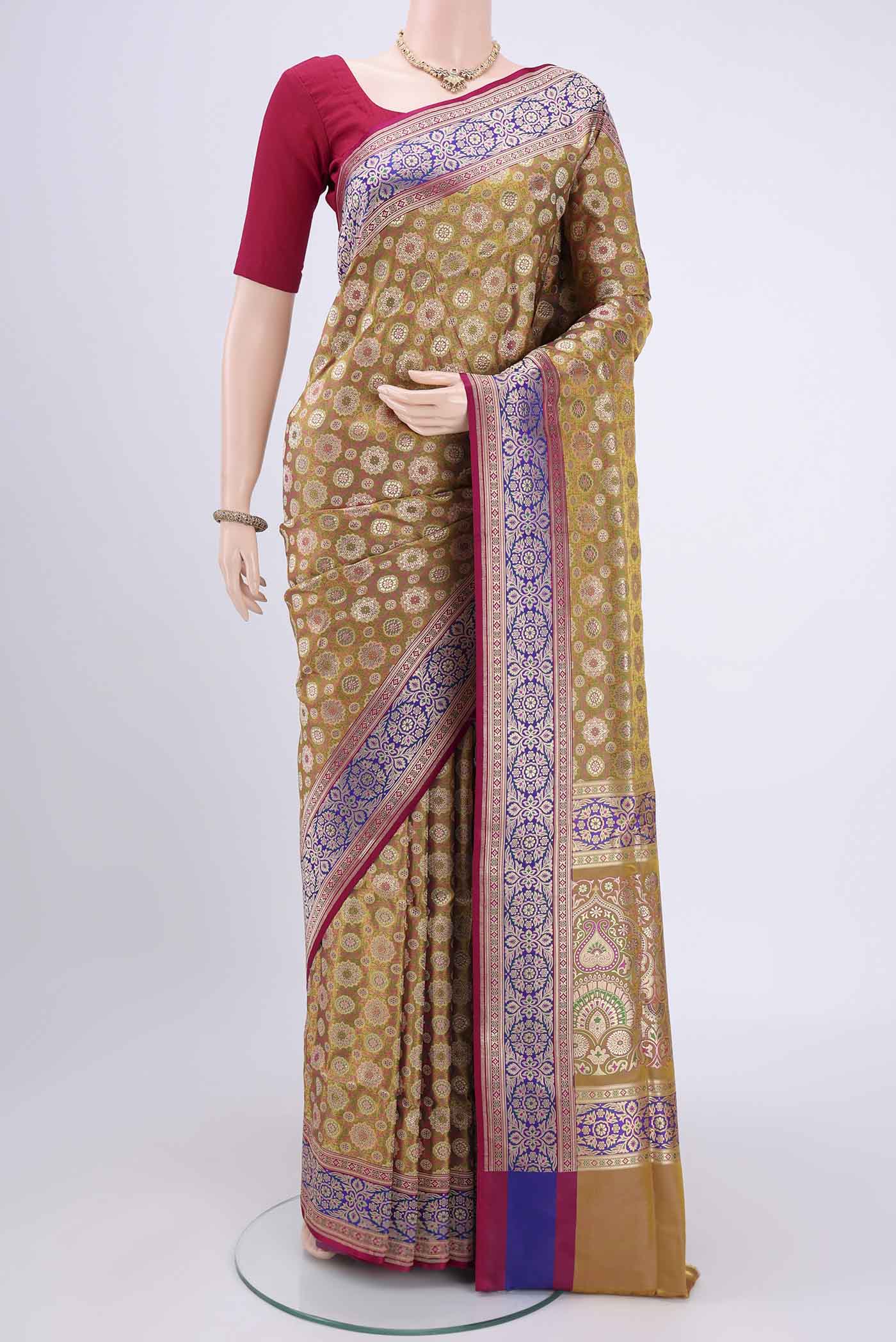 Mustard Banarasi Silk Saree