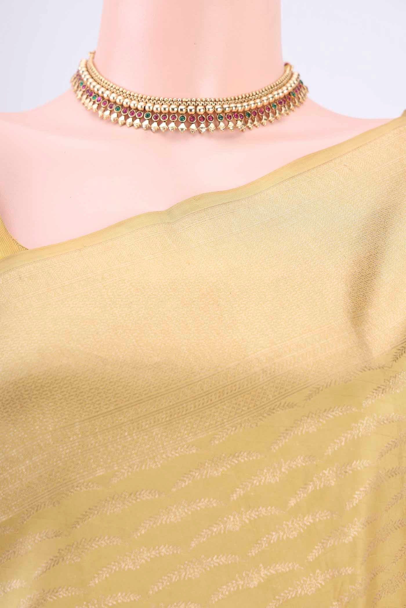 Golden Dual Tone Kanchipuram Saree - Image 2