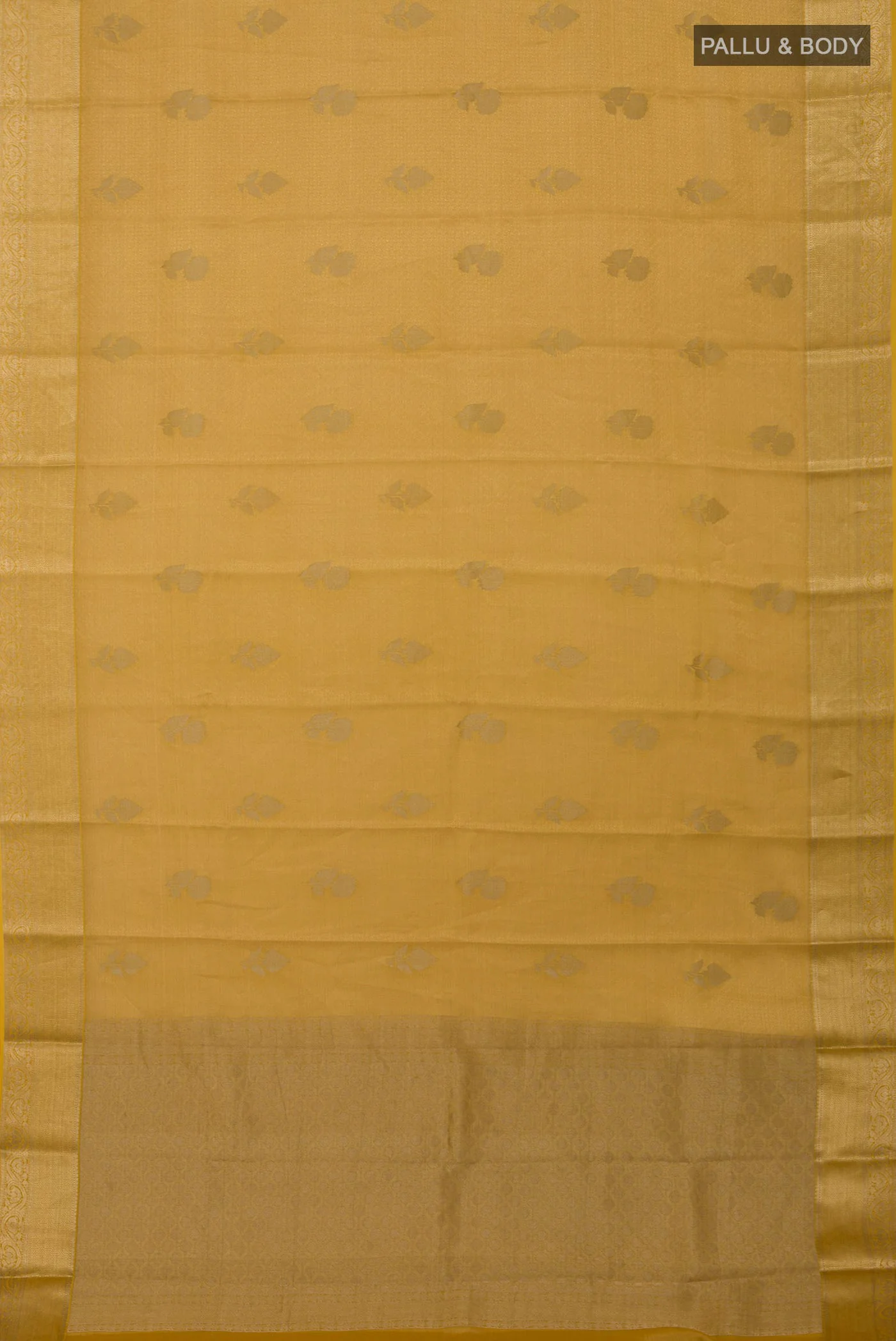 Yellow Mysore Georgette Saree - Image 5