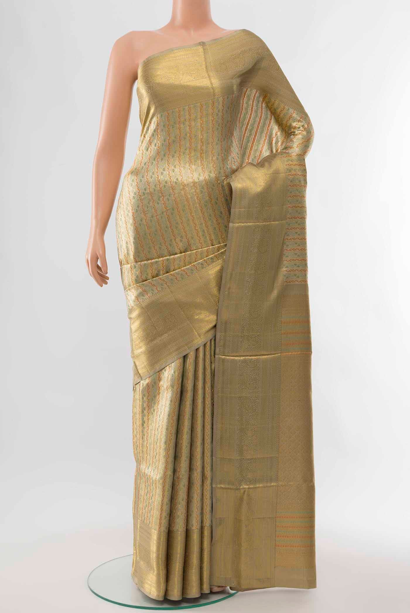 Golden Kanjivaram Silk Saree