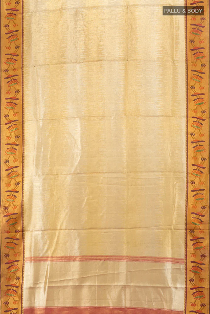 Golden Kanchipuram Tissue Silk Saree - Image 5