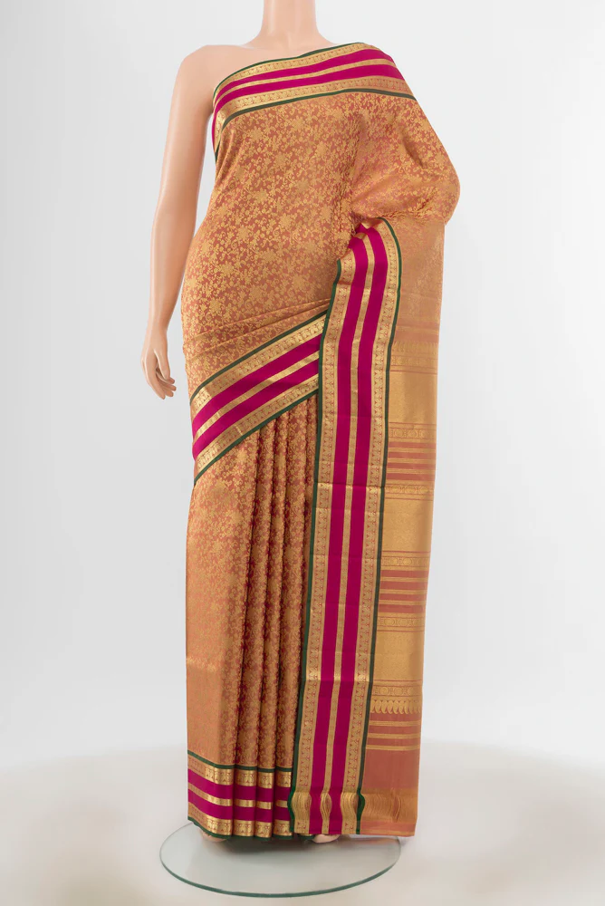 Peach Kanchipuram Silk Saree