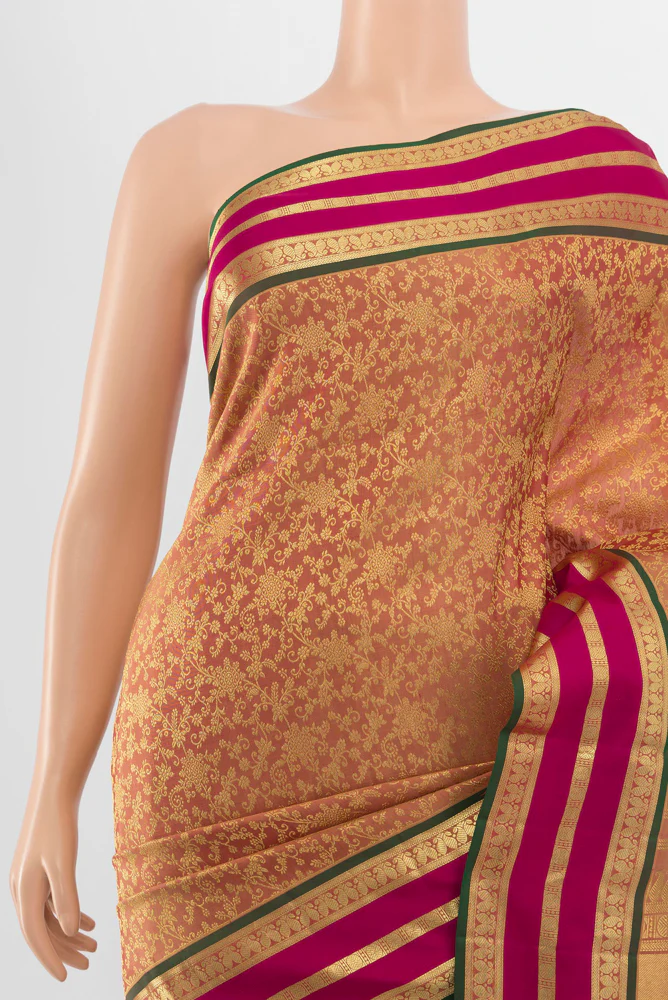 Peach Kanchipuram Silk Saree - Image 2