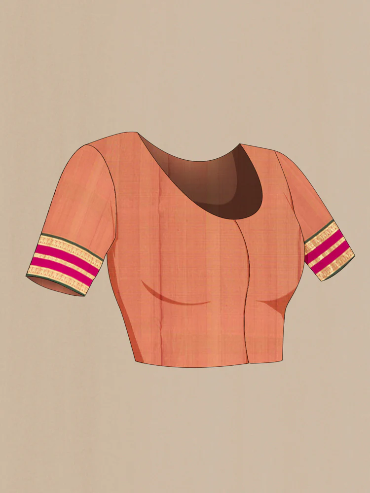 Peach Kanchipuram Silk Saree - Image 4