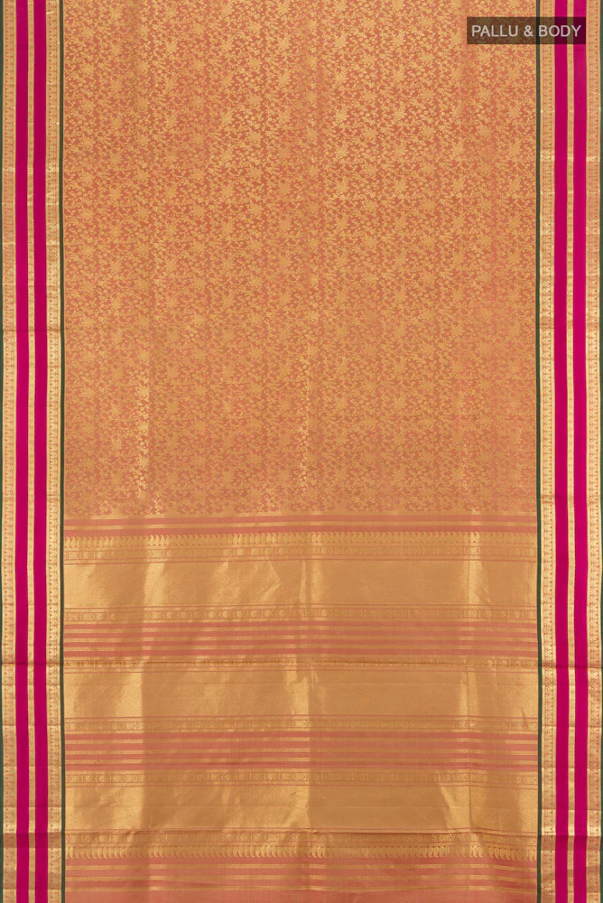 Peach Kanchipuram Silk Saree - Image 5