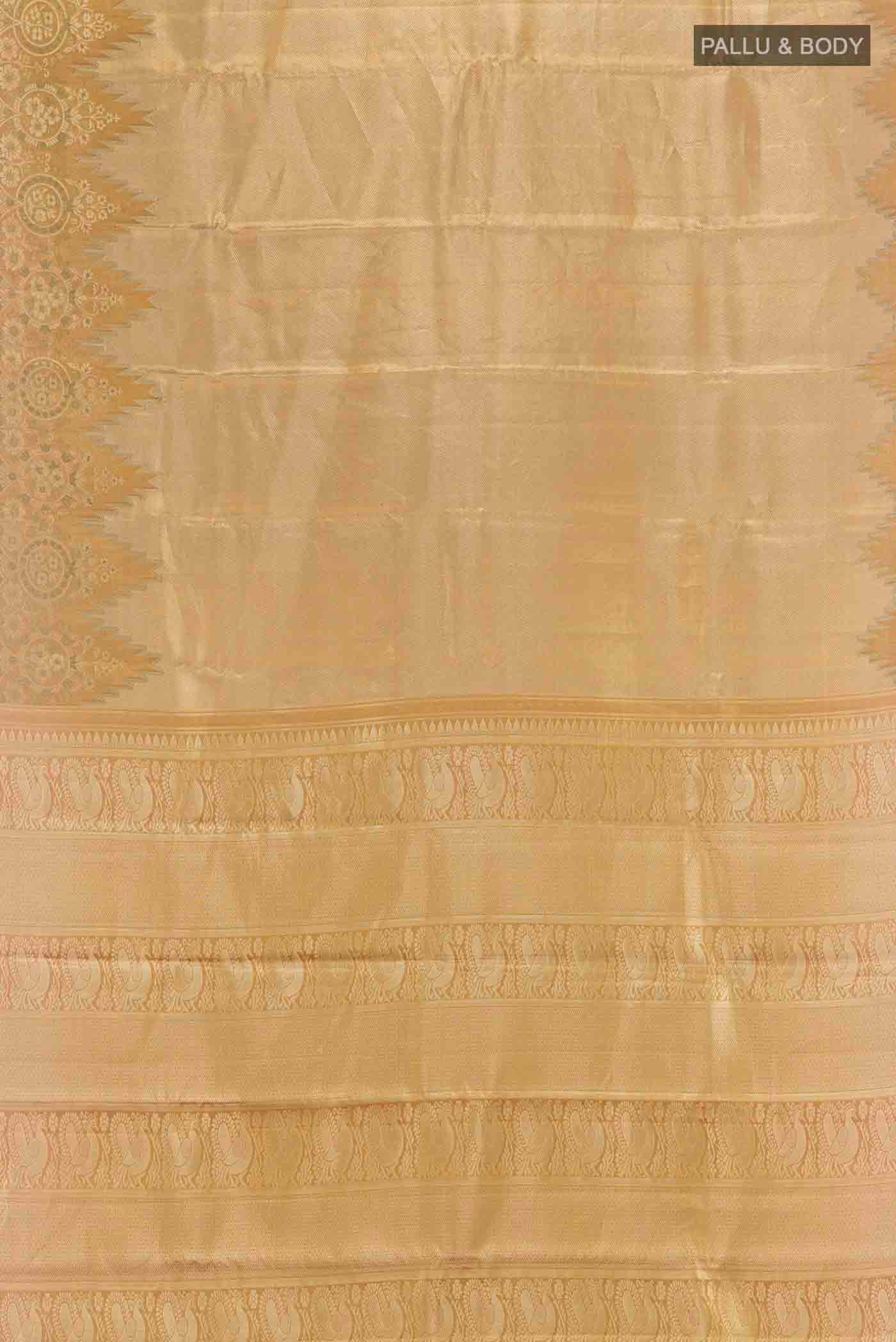 Golden Kanchipuram Tissue Silk Saree - Image 6