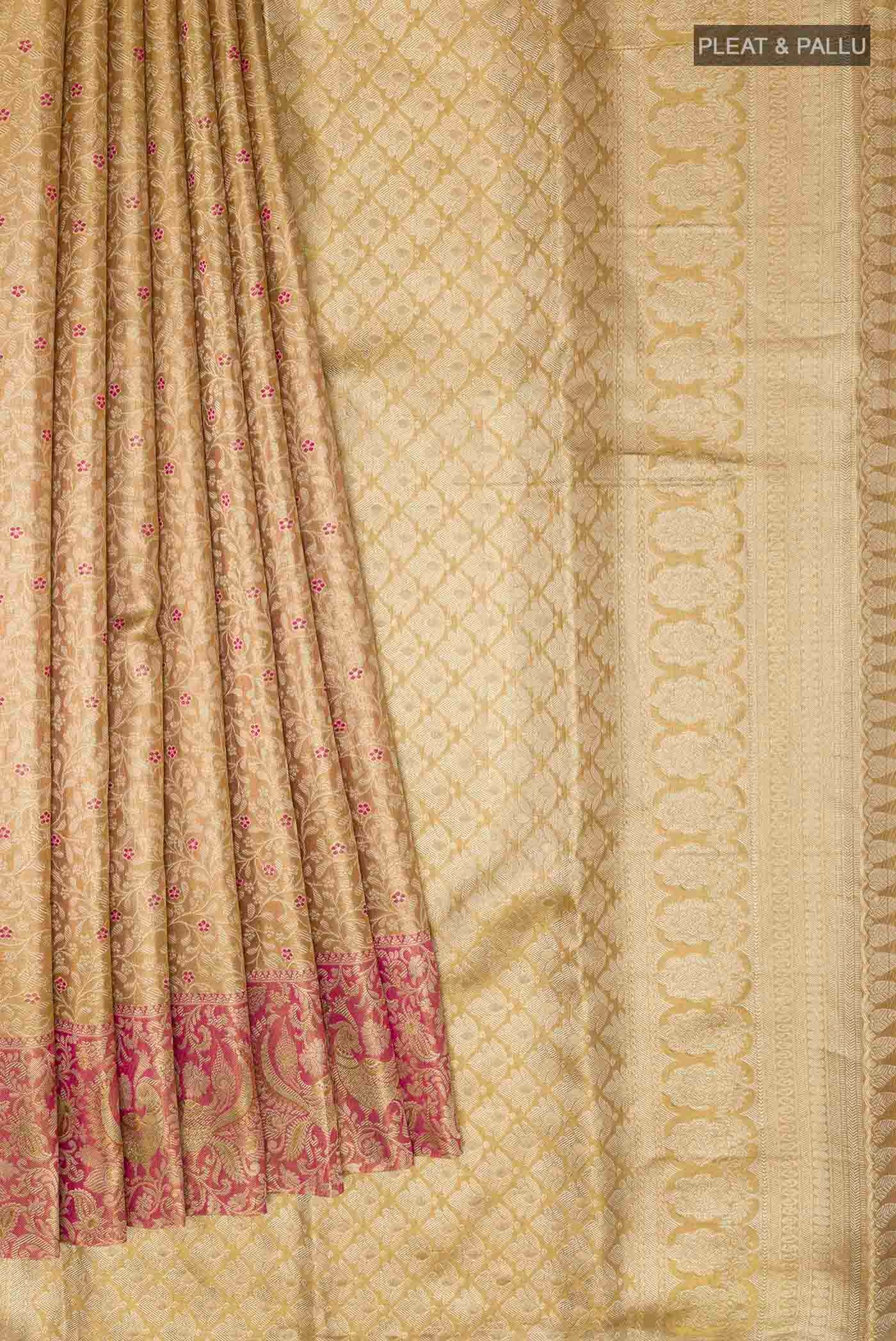 Golden Kanjivaram Tissue Silk Saree - Image 4
