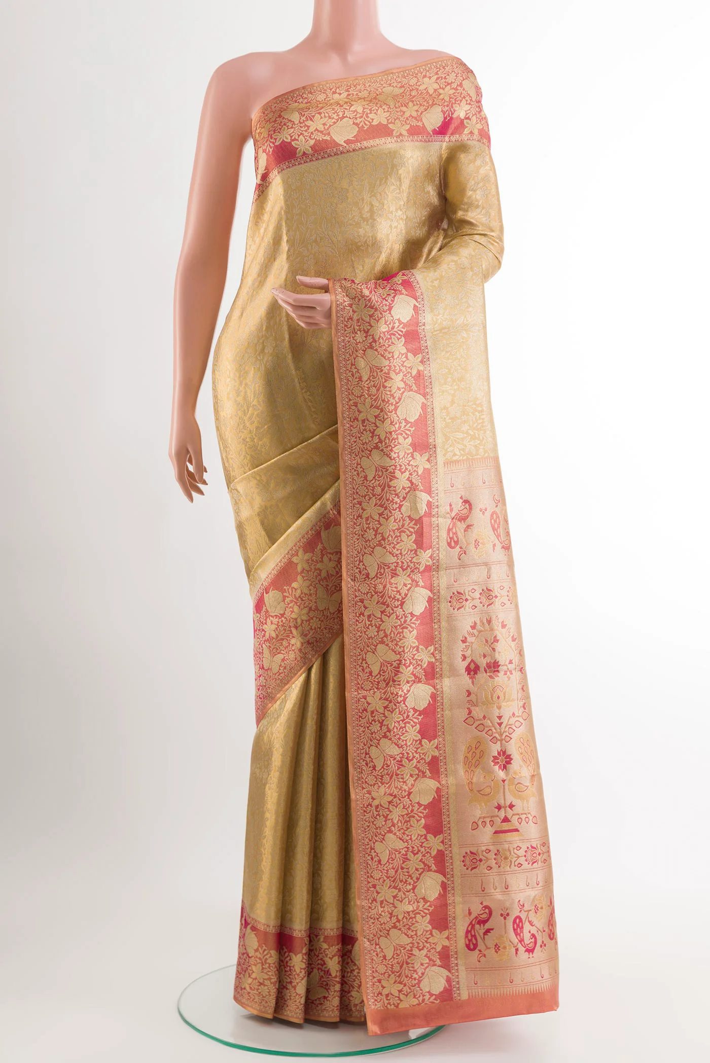 Golden Kanjivaram Silk Saree
