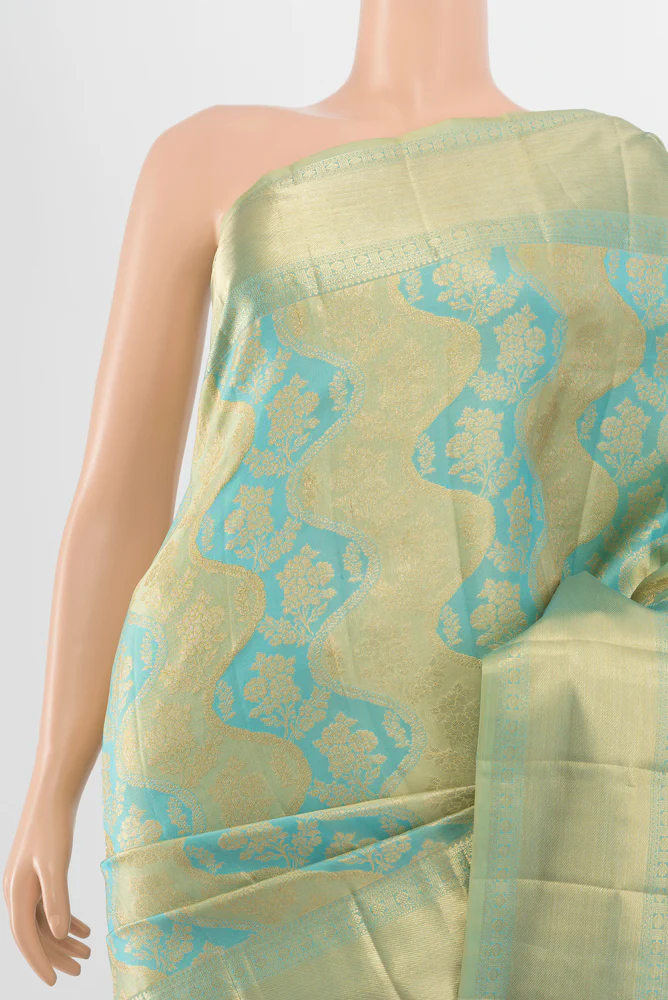 Light Blue Kanjivaram Silk Saree - Image 2