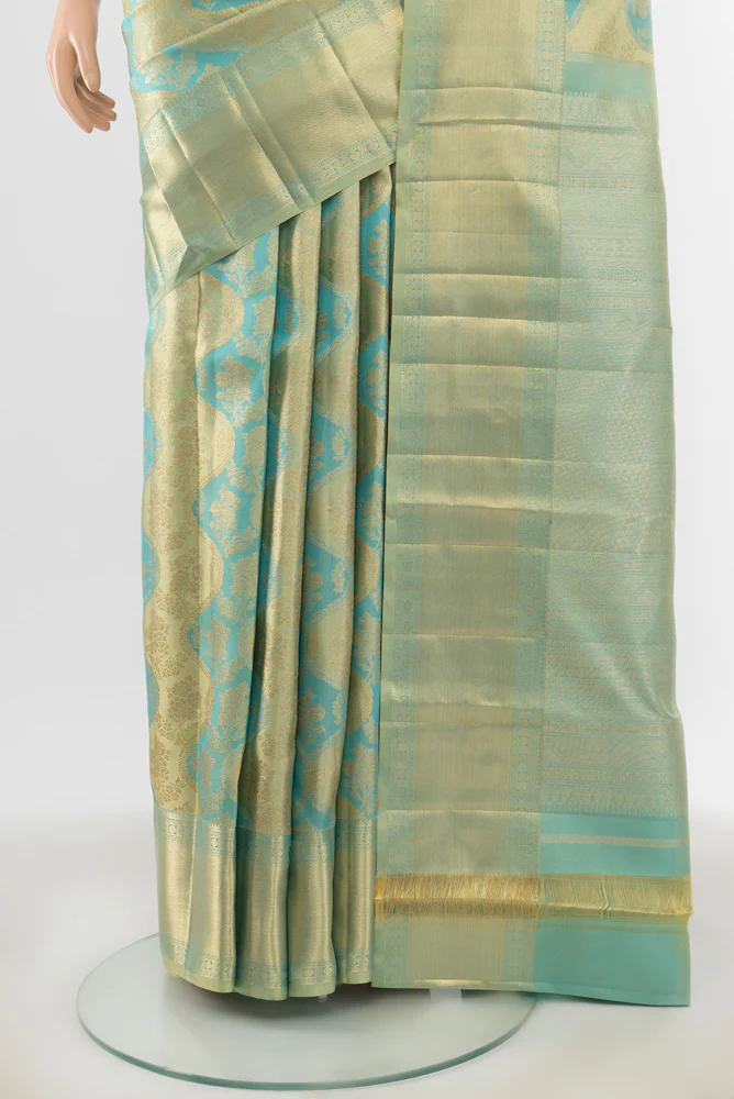 Light Blue Kanjivaram Silk Saree - Image 3