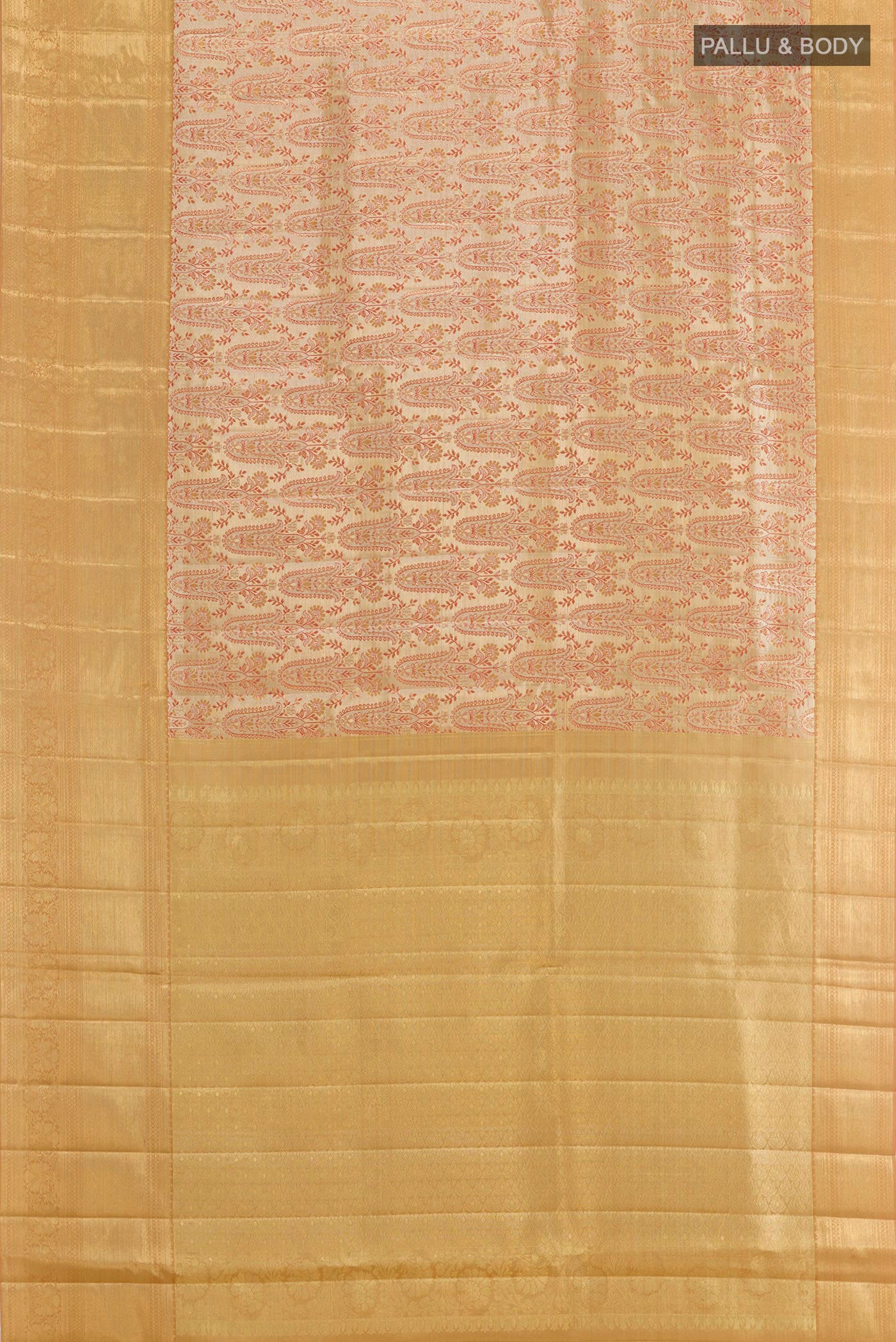 Golden Dual Tone Kanjivaram Tissue Silk Saree - Image 5