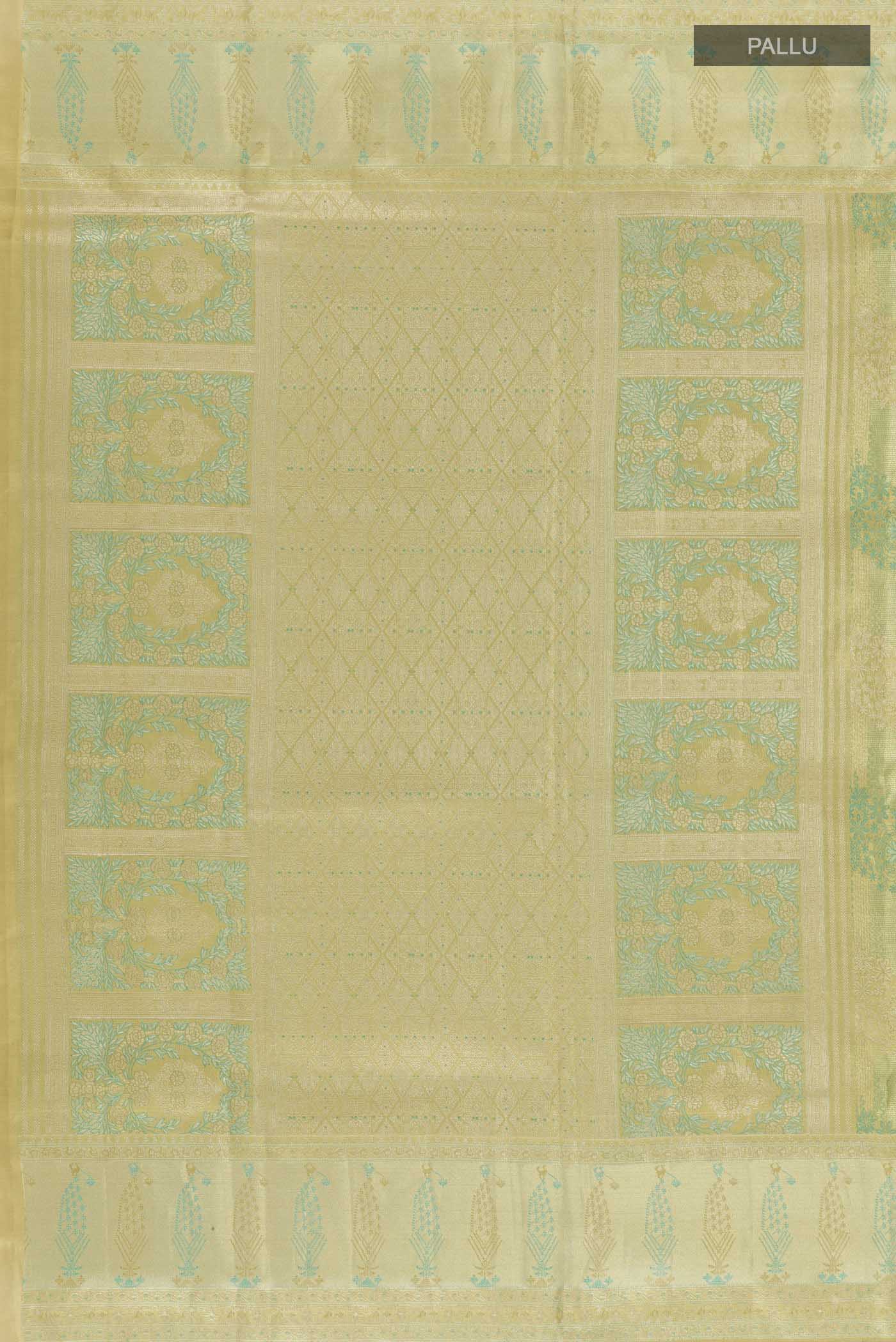 Gold with Light Green Color Kanjivaram Tissue Silk Saree - Image 6