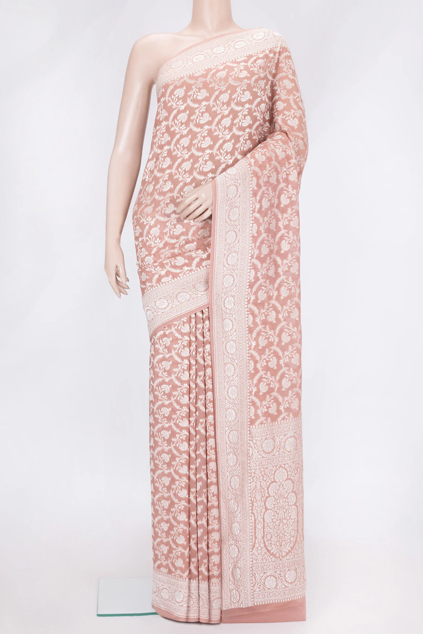 Rose Gold Banarasi Georgette Saree