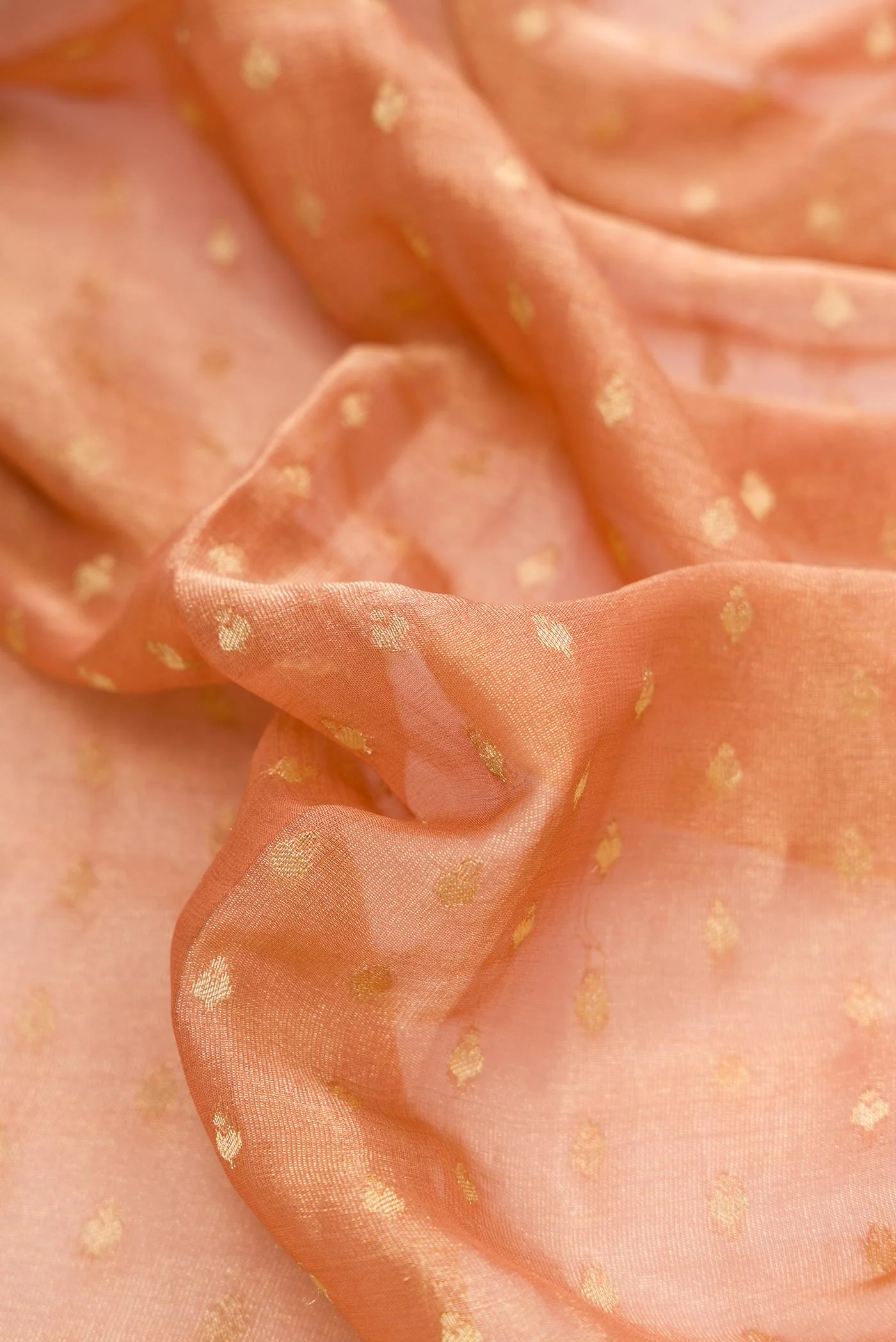 Golden Peach Mysore Georgette Saree - Image 2