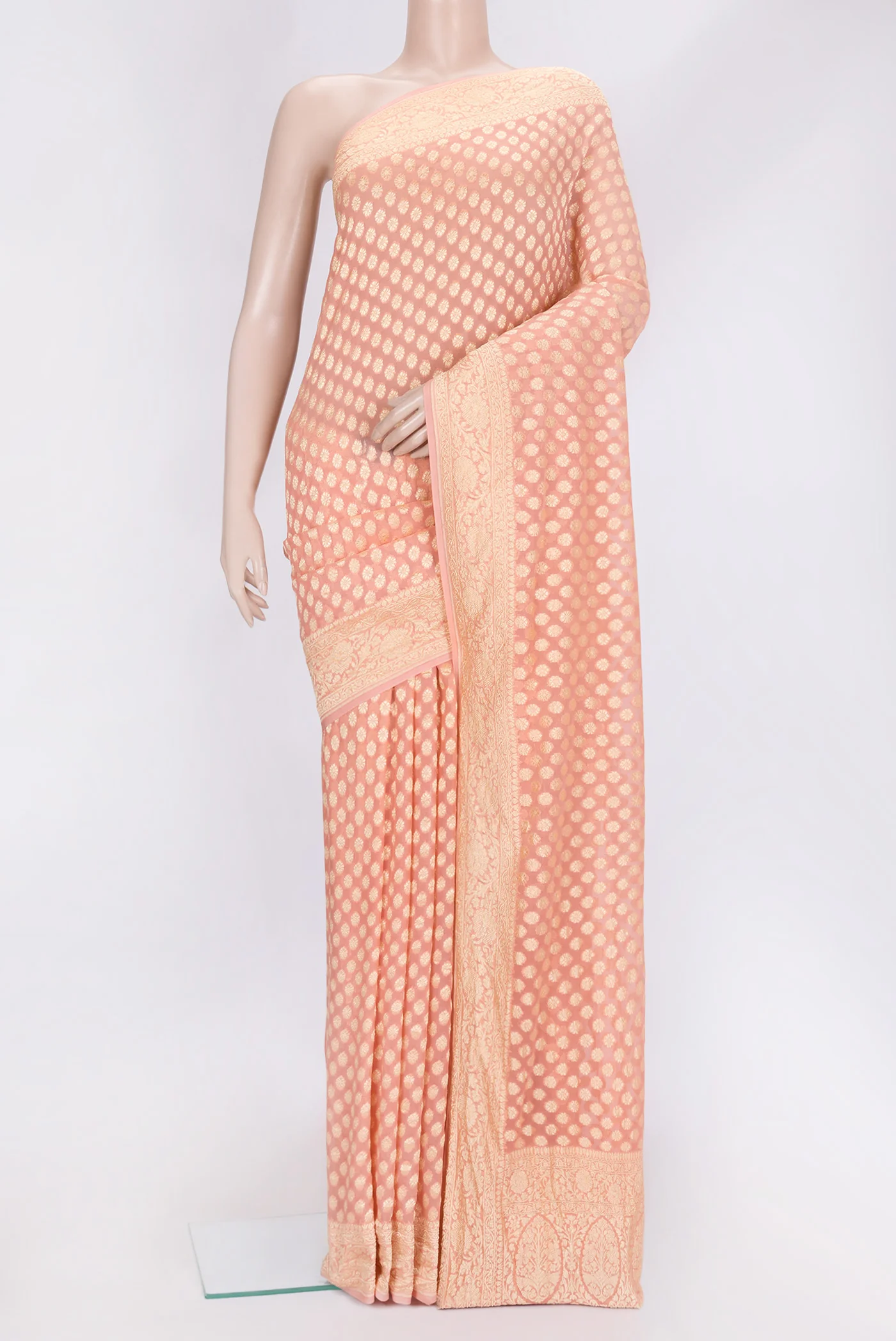 Peach Banarasi Georgette Saree