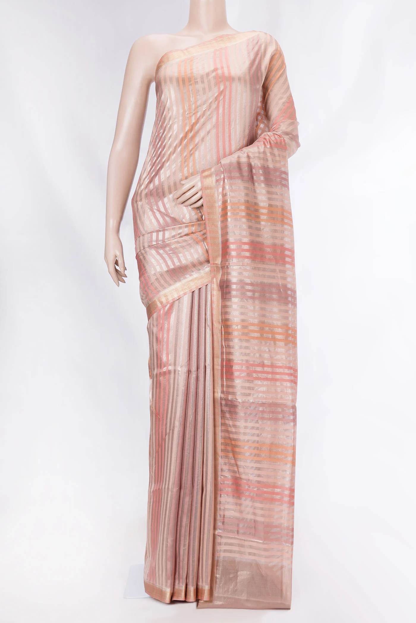 Golden Peach Dual Tone Banarasi Saree