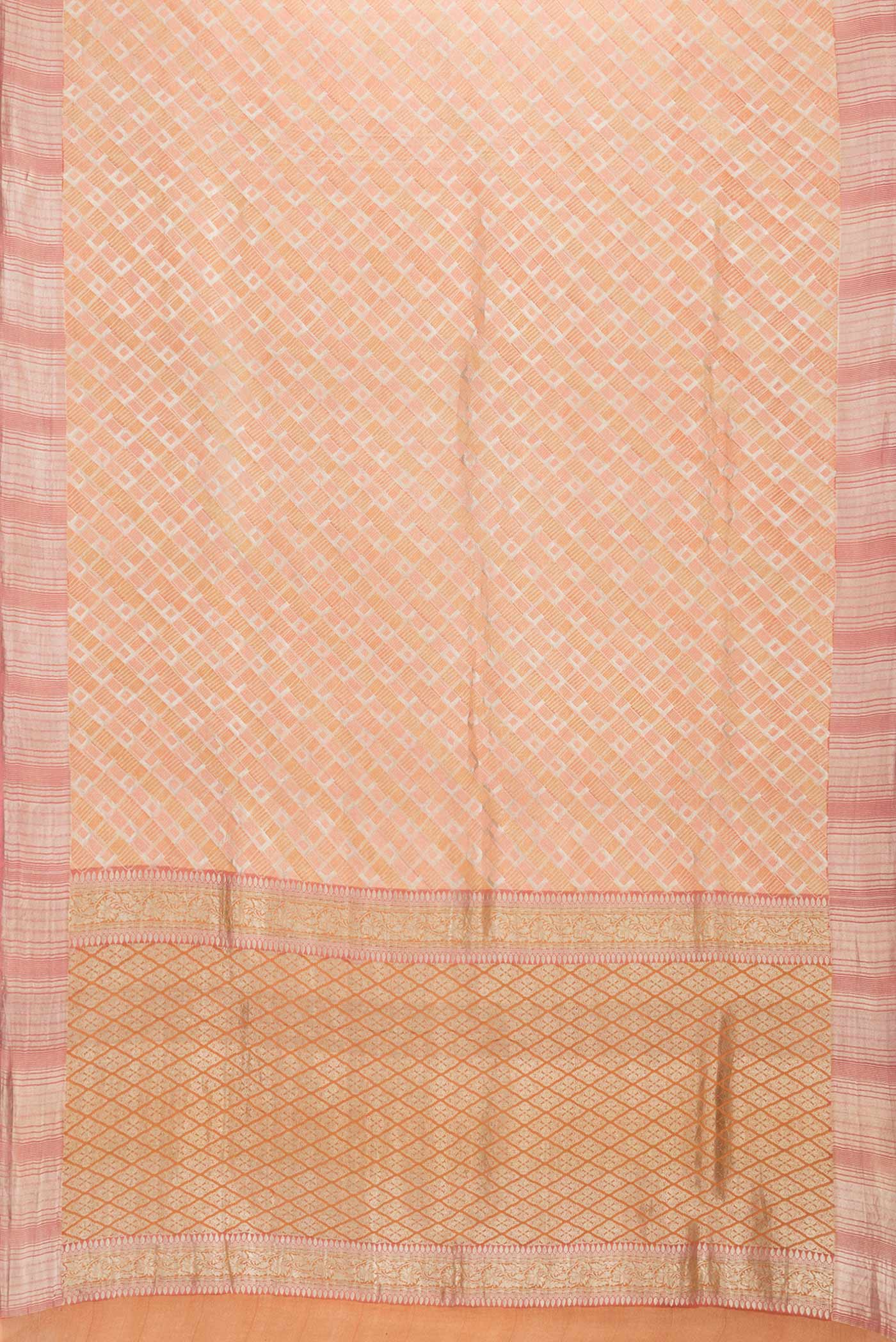 Golden Peach Mysore Crepe Saree - Image 6