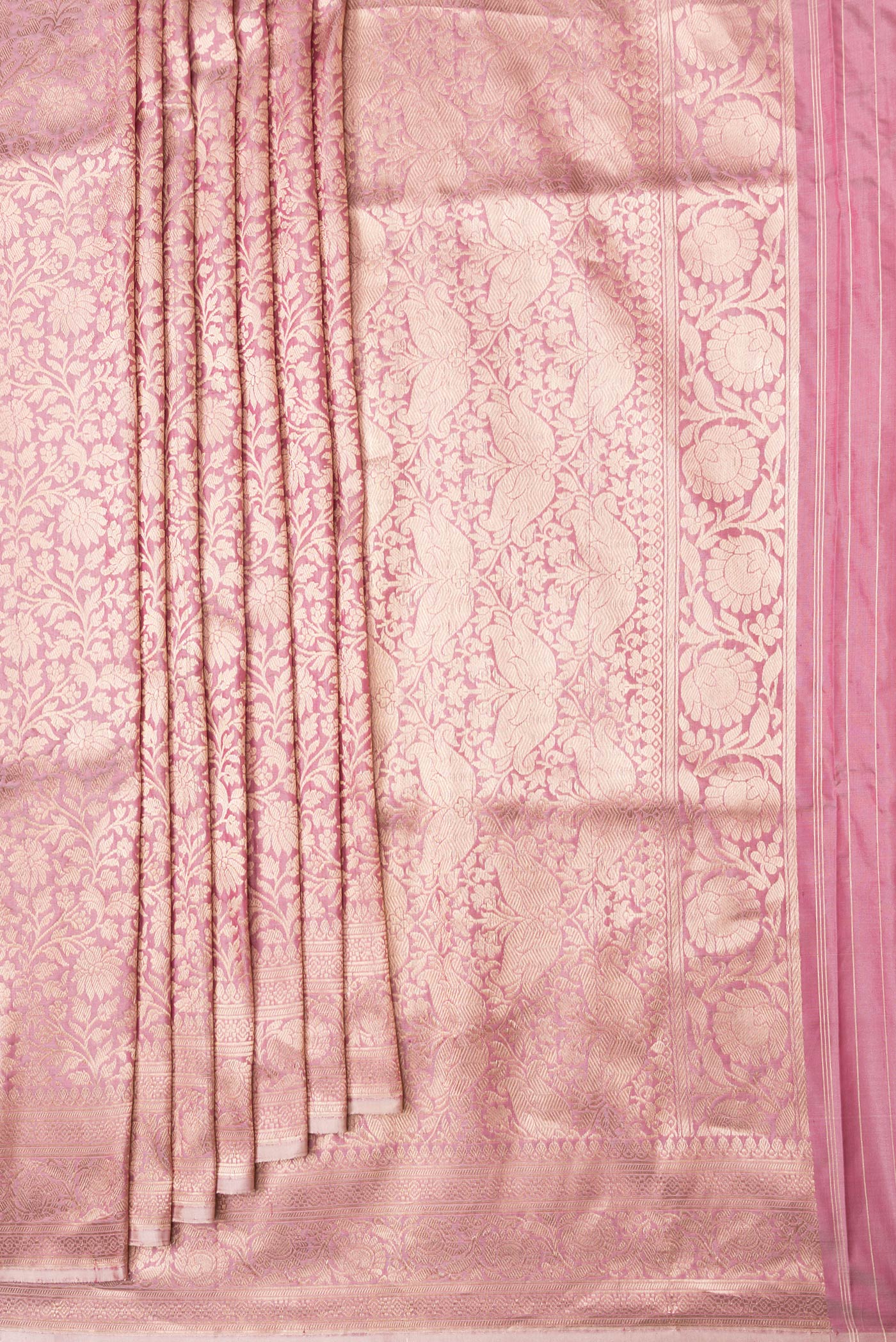 Rose pink Banarasi Silk Saree - Image 4