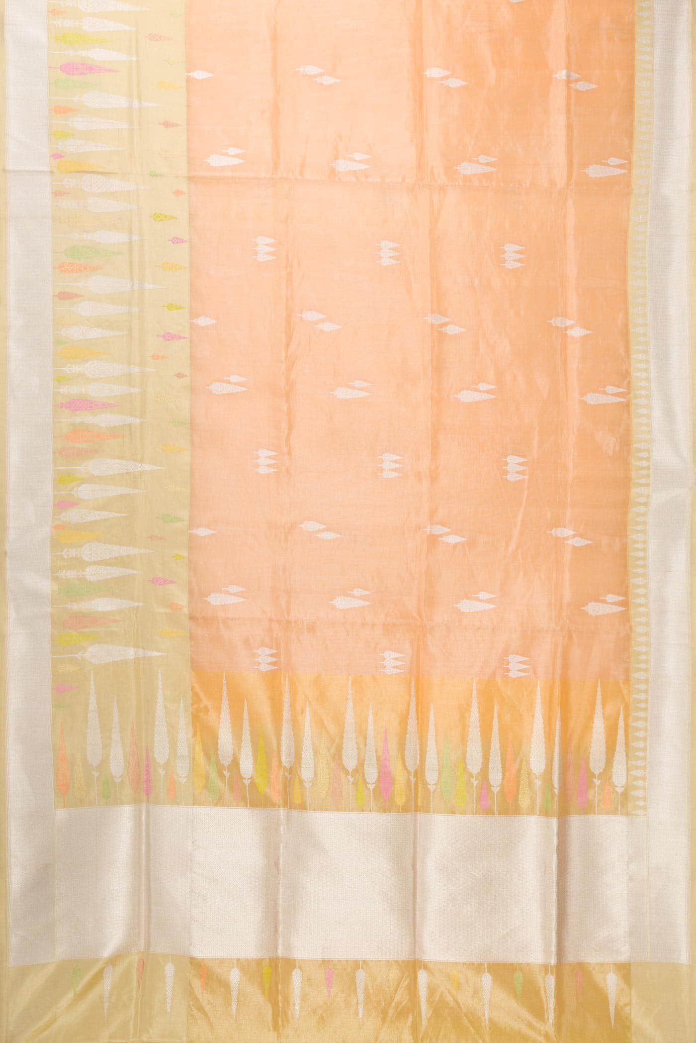 Golden Peach Dual Tone Banarasi Tissue Silk Saree - Image 4