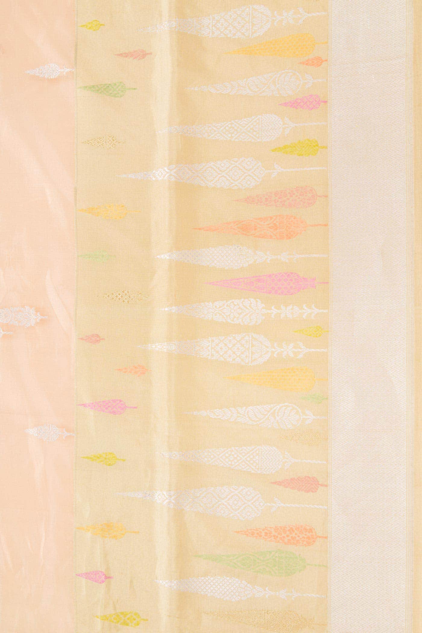 Golden Peach Dual Tone Banarasi Tissue Silk Saree - Image 6