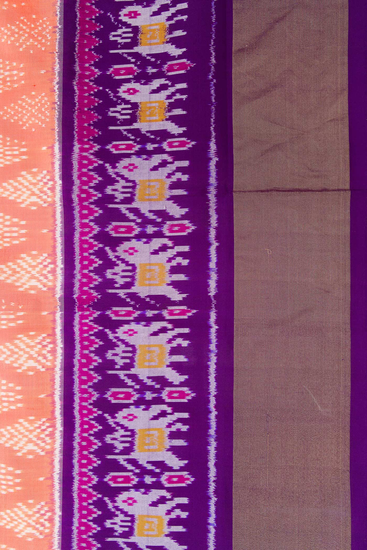 Peach Pochampally Silk Saree - Image 3