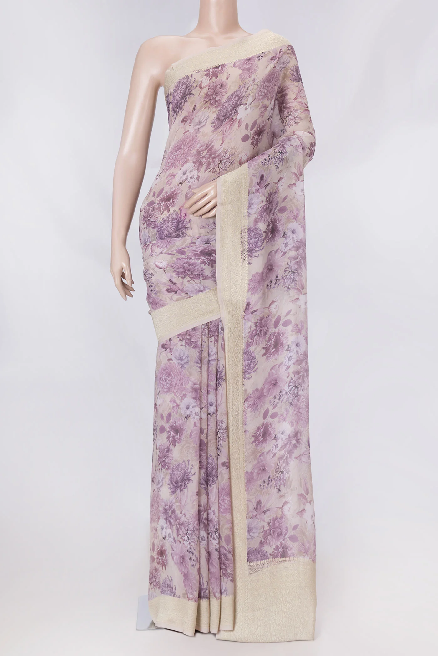 Golden Peach Dual Tone Georgette Saree