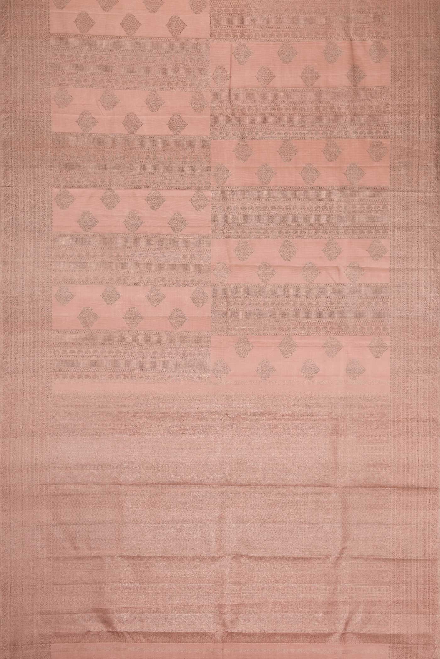 Golden Peach Dual Tone Kanjivaram Silk Saree - Image 6