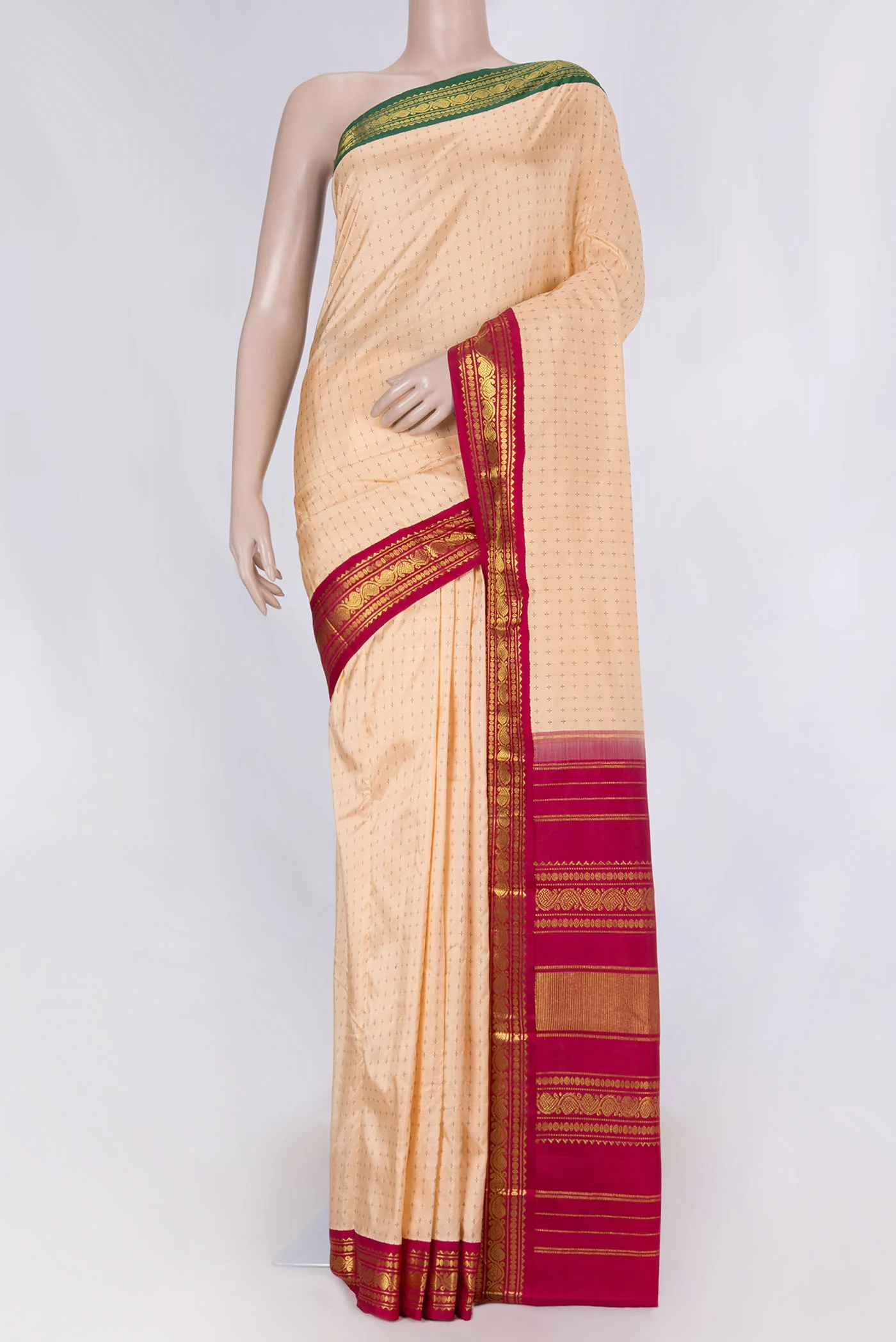 Golden Peach Dual Tone Kanjivaram Silk Saree