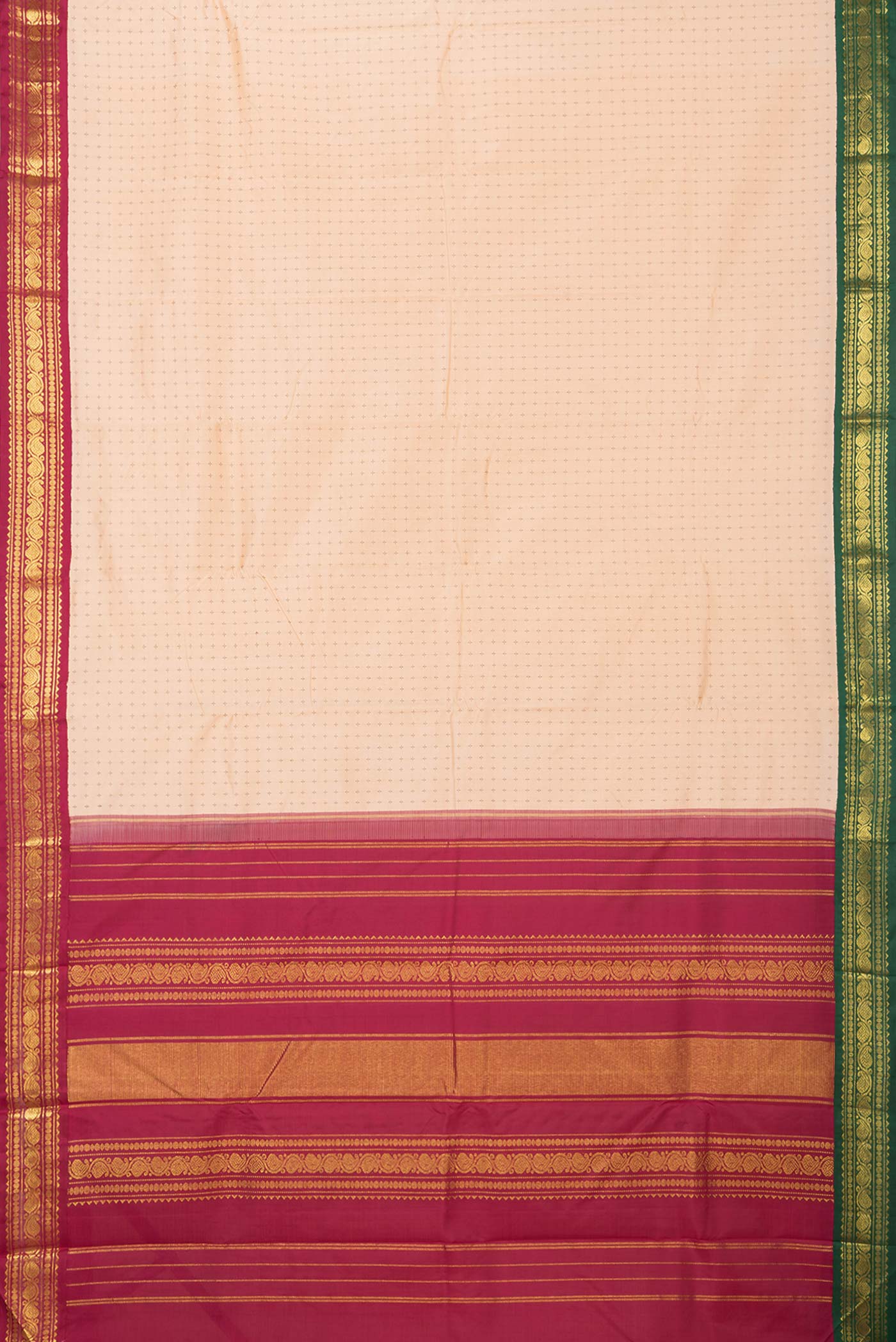 Golden Peach Dual Tone Kanjivaram Silk Saree - Image 6
