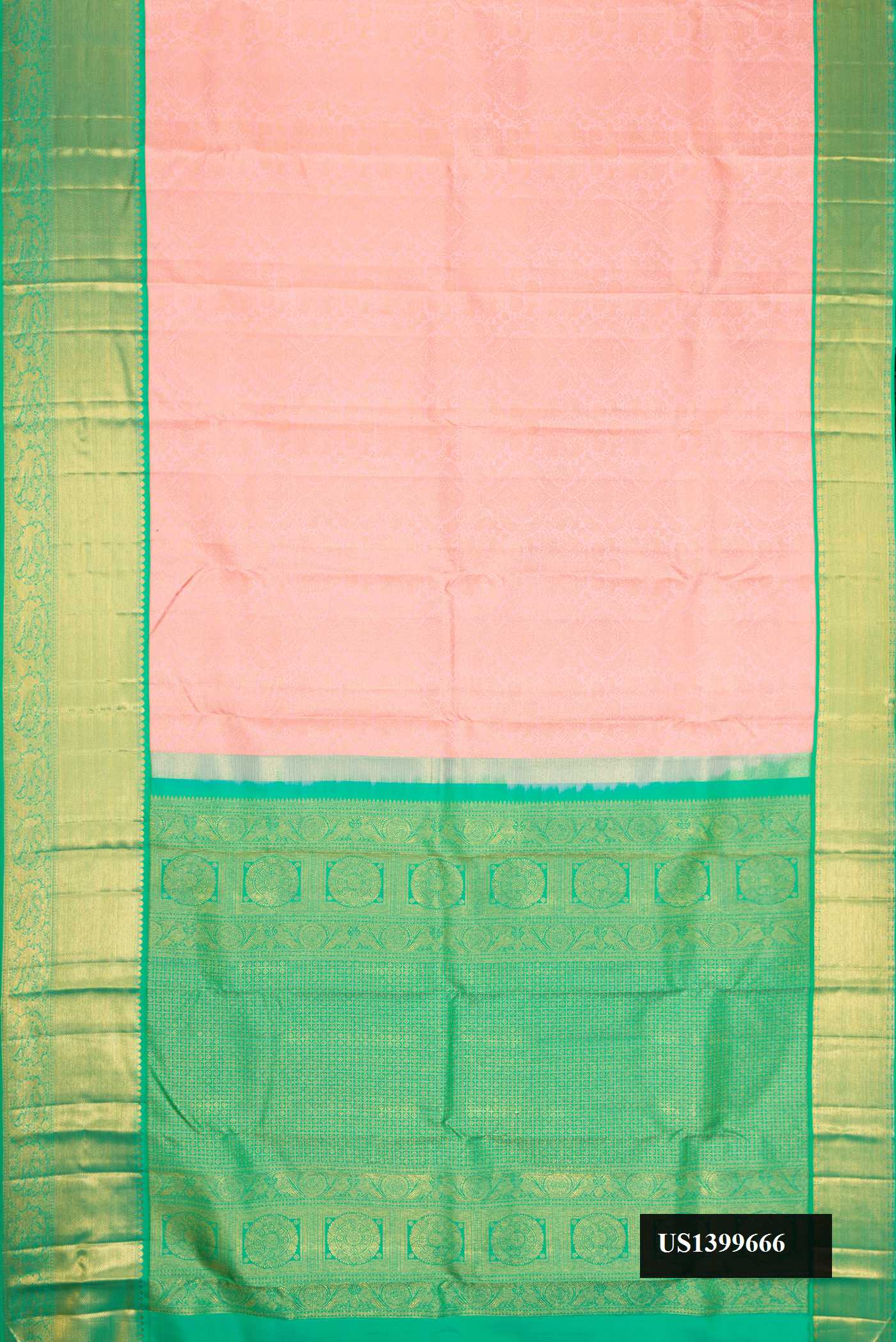 Golden Peach Dual Tone Kanchipuram Silk Saree