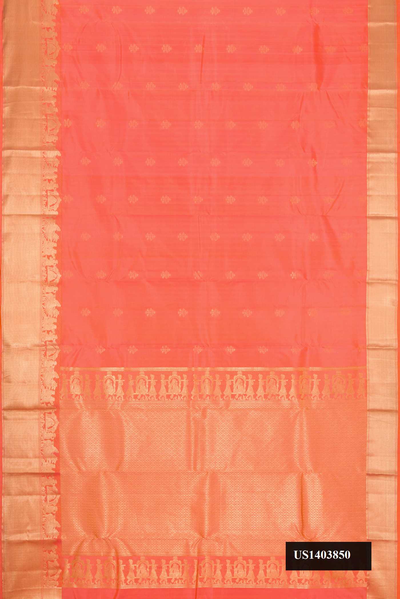 Golden Peach Dual Tone Kanchipuram Silk Saree