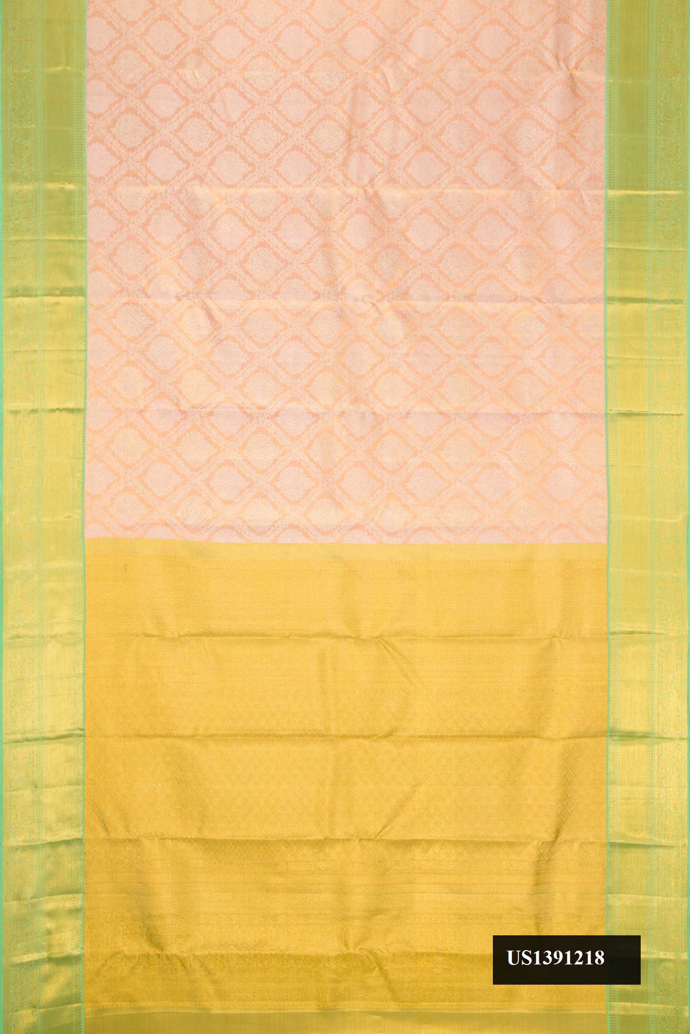 Golden Peach Dual Tone Kanchipuram Tissue Silk Saree