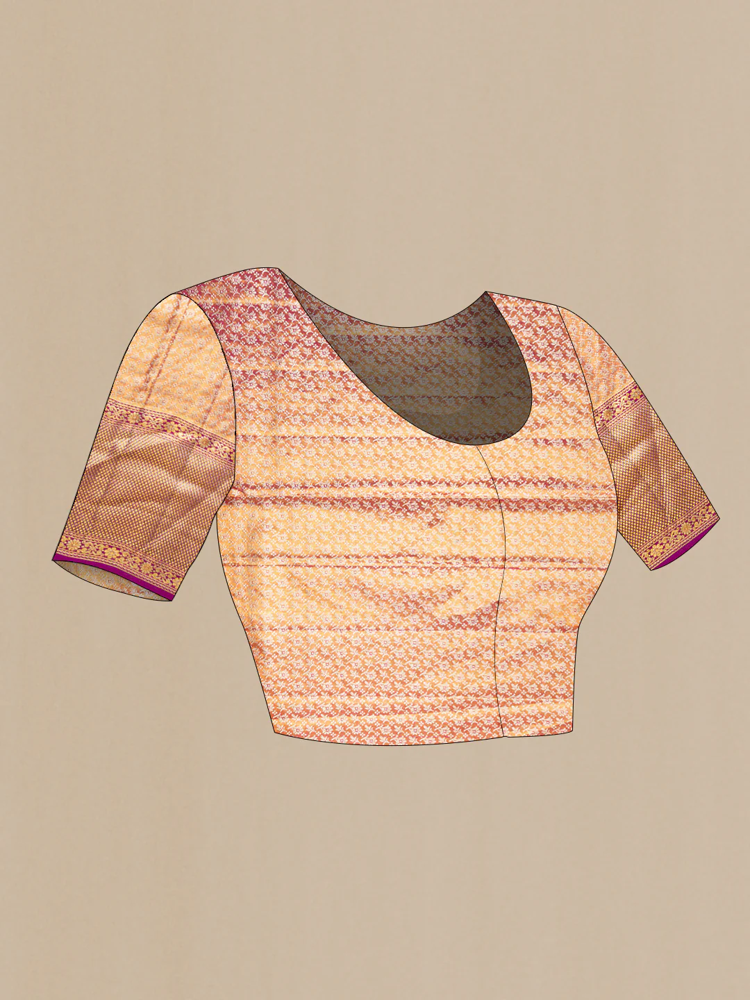Sandal Dual Tone Kanchipuram Tissue Silk Saree - Image 5