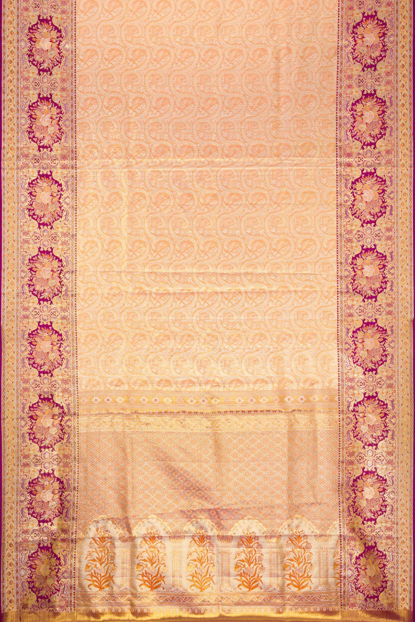 Sandal Dual Tone Kanchipuram Tissue Silk Saree - Image 6
