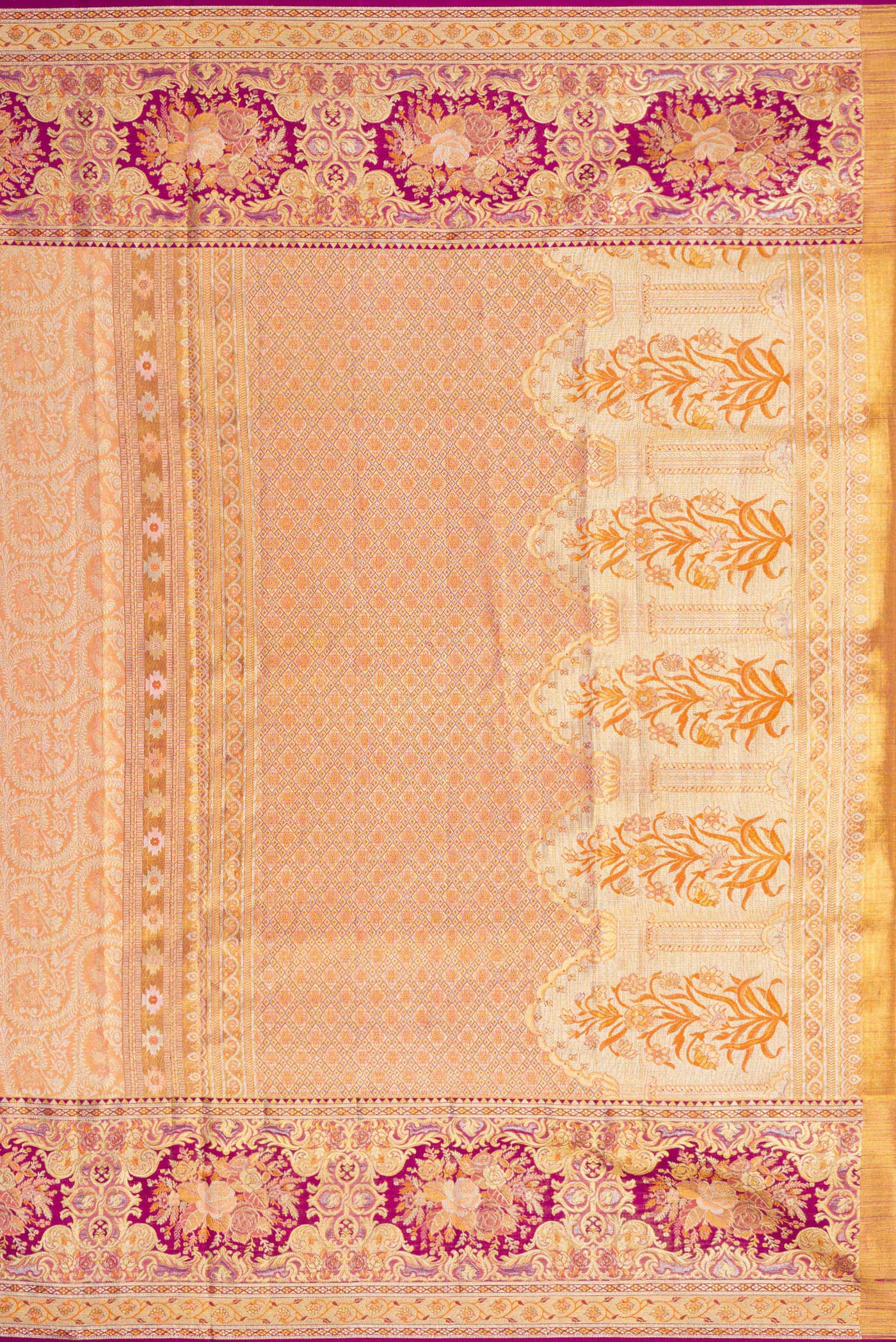 Sandal Dual Tone Kanchipuram Tissue Silk Saree - Image 7