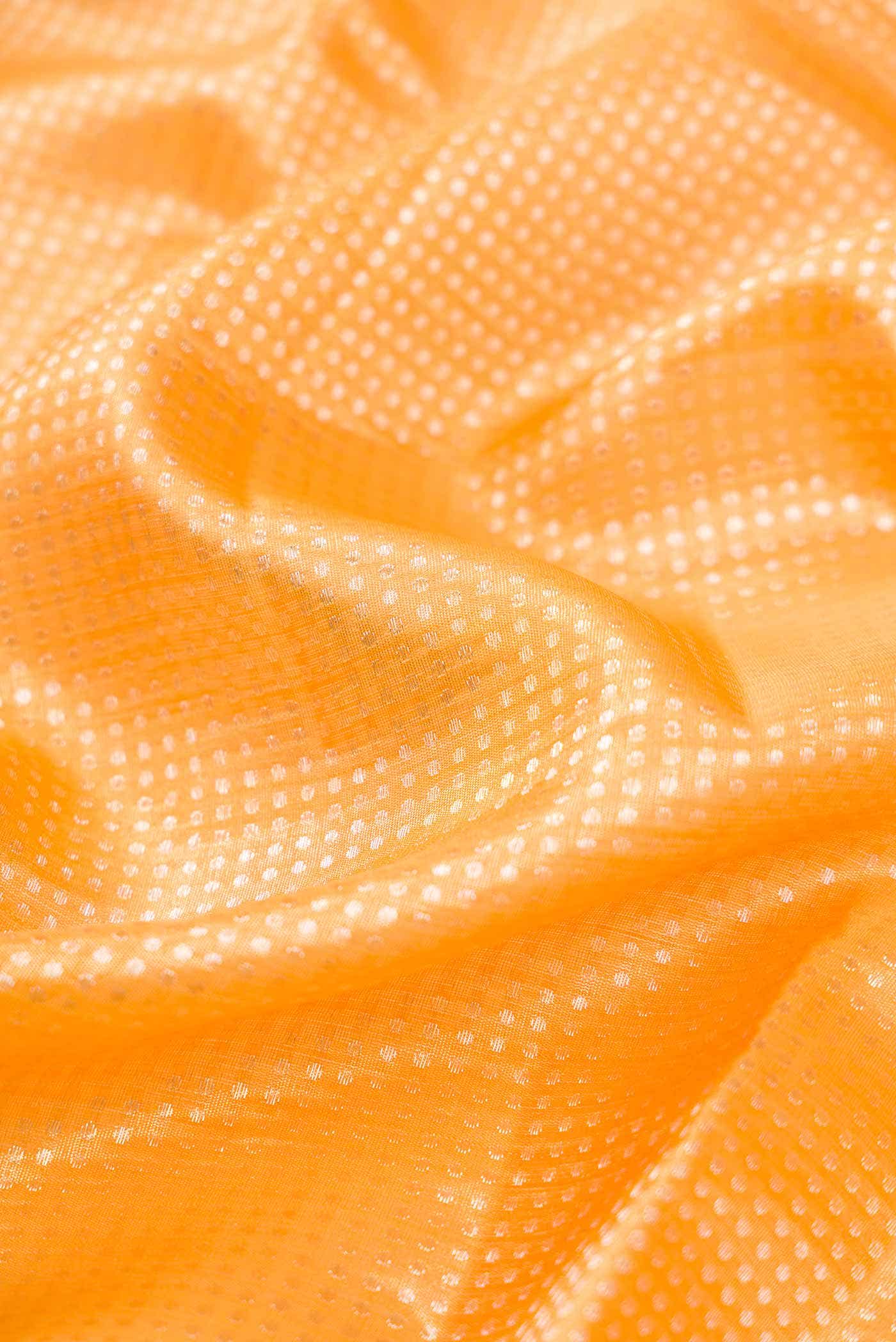 Golden Peach Dual Tone Kanchipuram Tissue Silk Saree - Image 3