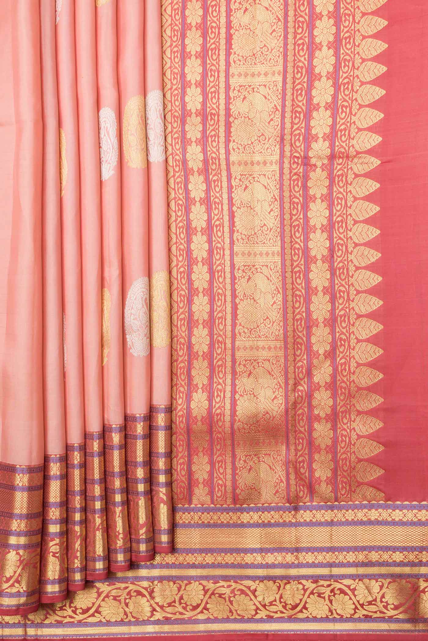 Peach Kanjivaram Silk Saree - Image 4