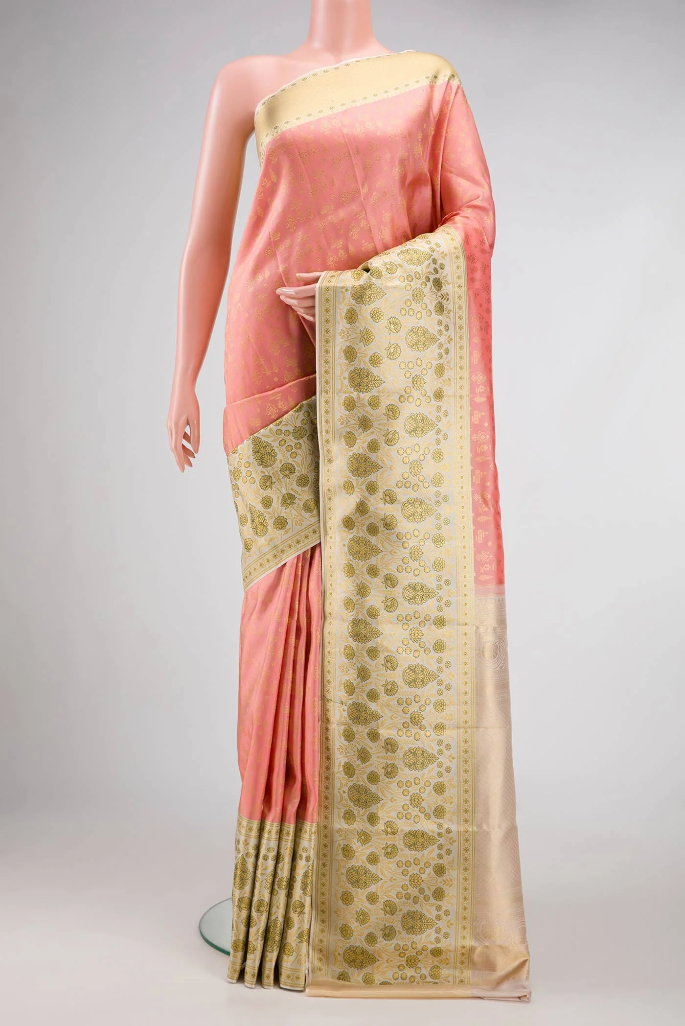 Coral Kanjivaram Silk Saree