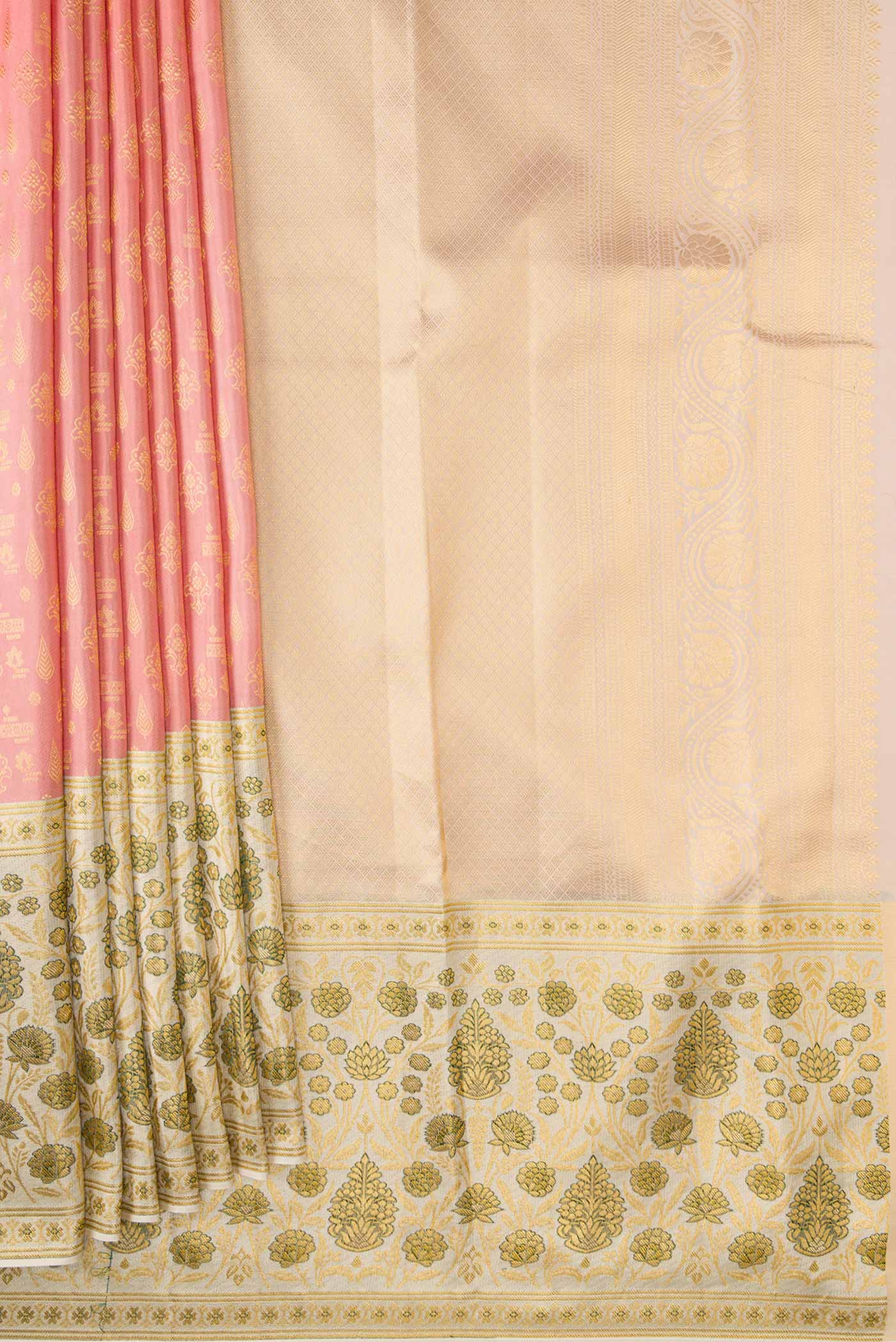Coral Kanjivaram Silk Saree - Image 4