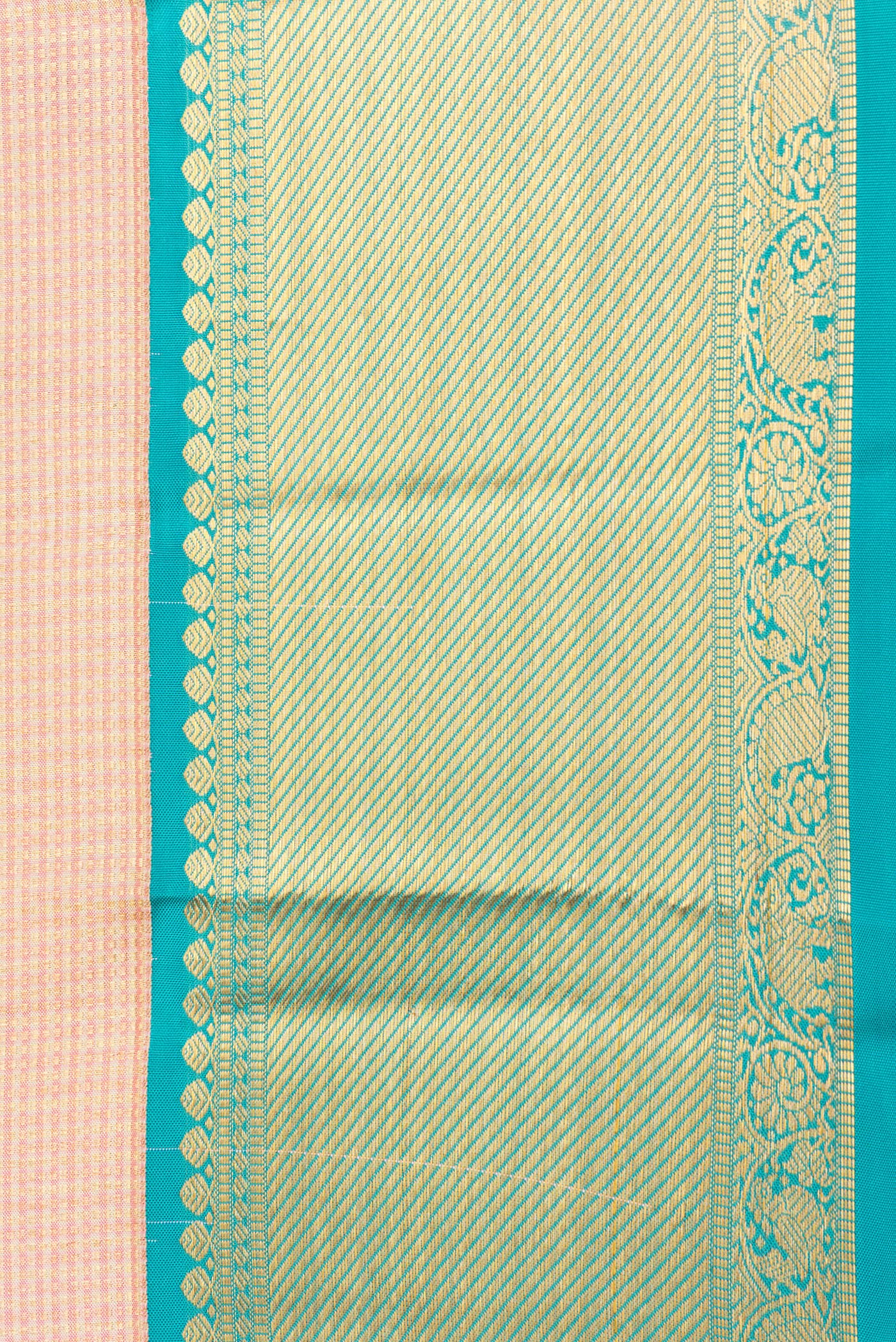 Golden Peach Kanjivaram Silk Saree - Image 3