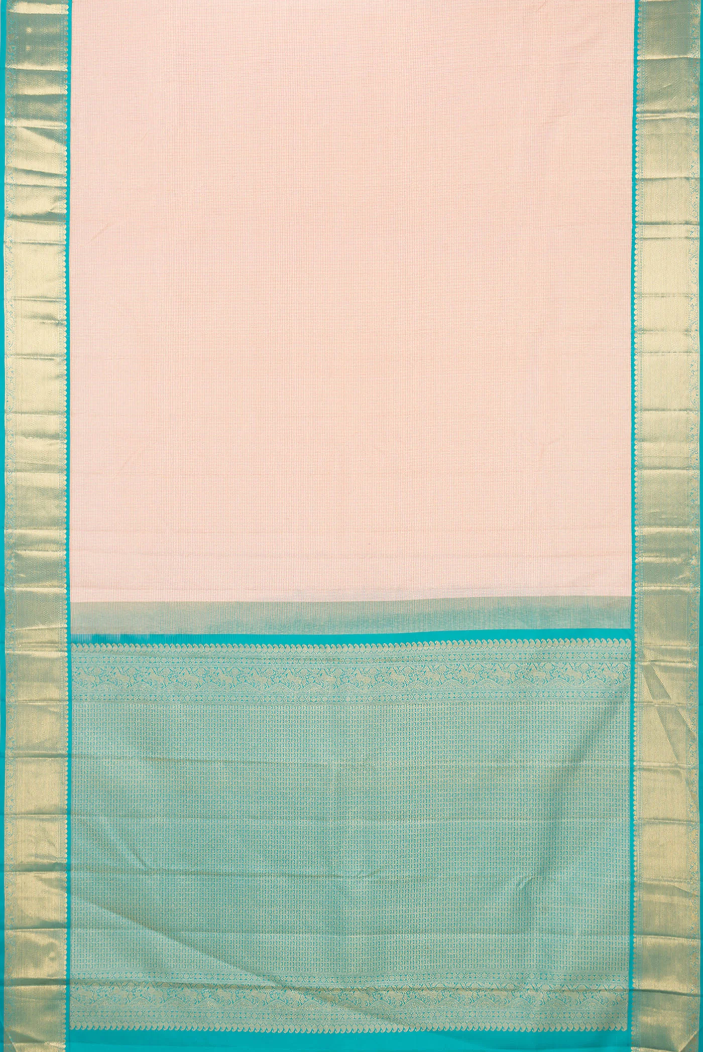 Golden Peach Kanjivaram Silk Saree - Image 6