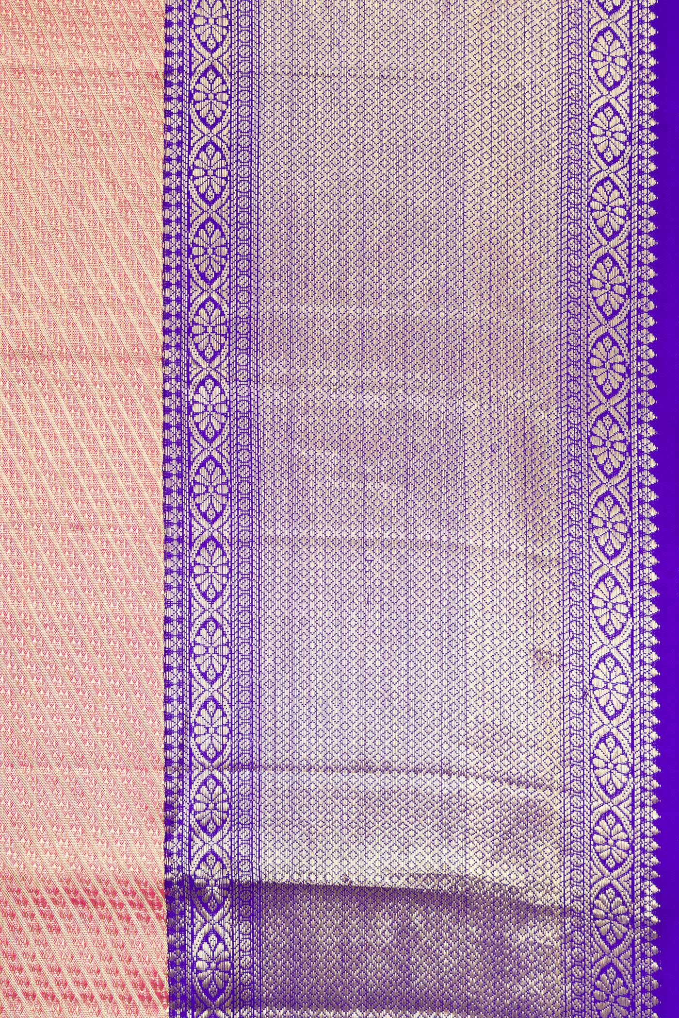 Rose pink Dual Tone Kanjivaram Tissue Silk Saree - Image 3