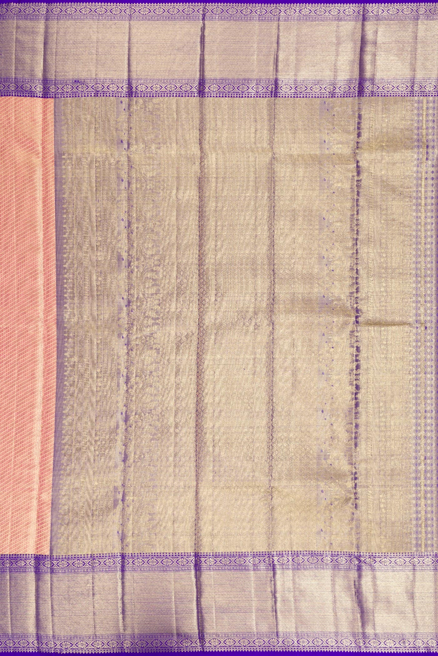 Rose pink Dual Tone Kanjivaram Tissue Silk Saree - Image 7