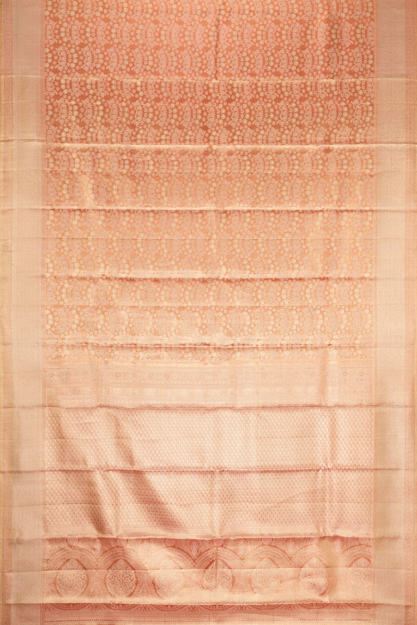 Gold with Red Color Kanjivaram Tissue Silk Saree - Image 6